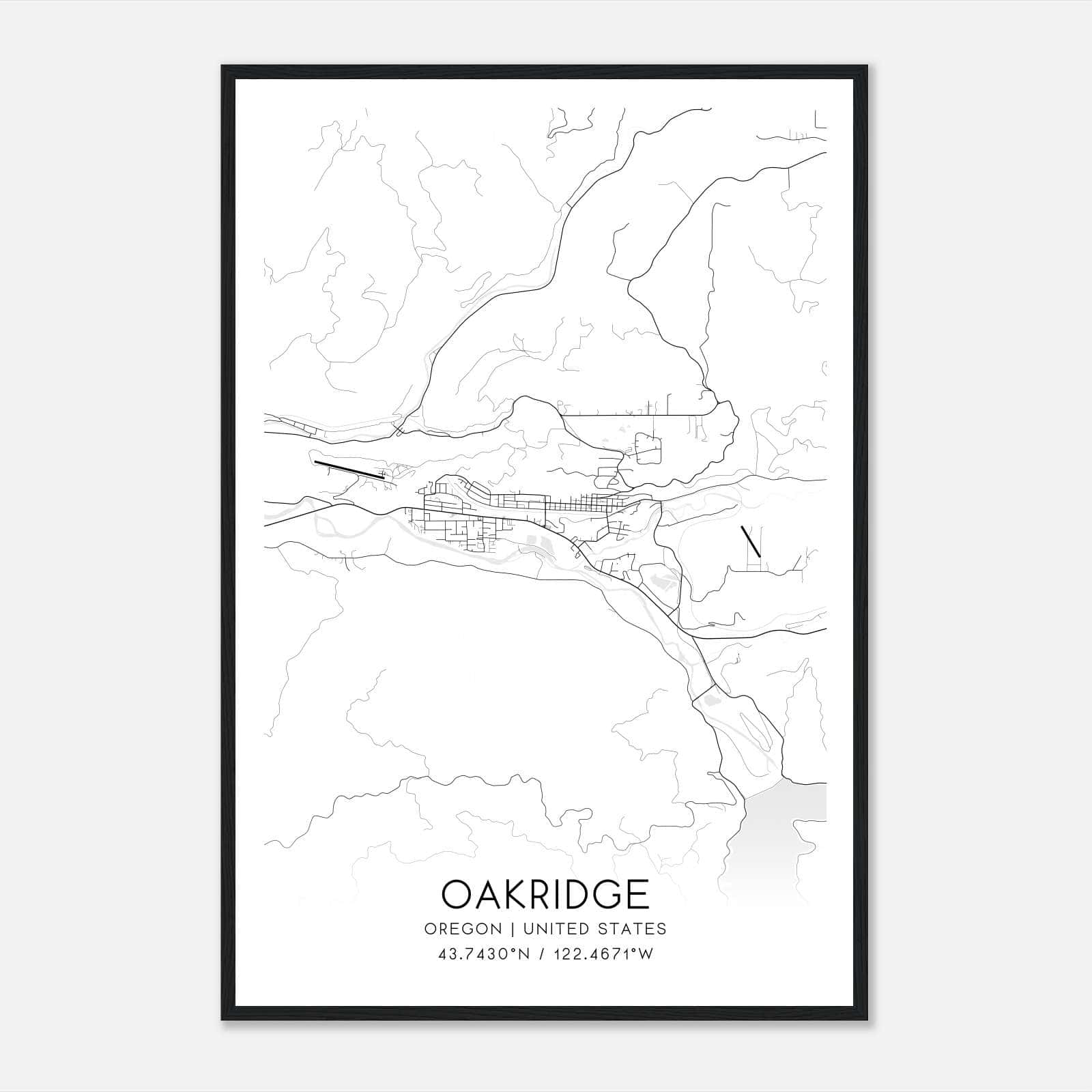 Oakridge Oregon Map Poster, Modern Home Decor Wall Art Print Oakridge Oregon Map Poster, Modern Home Decor Wall Art Print