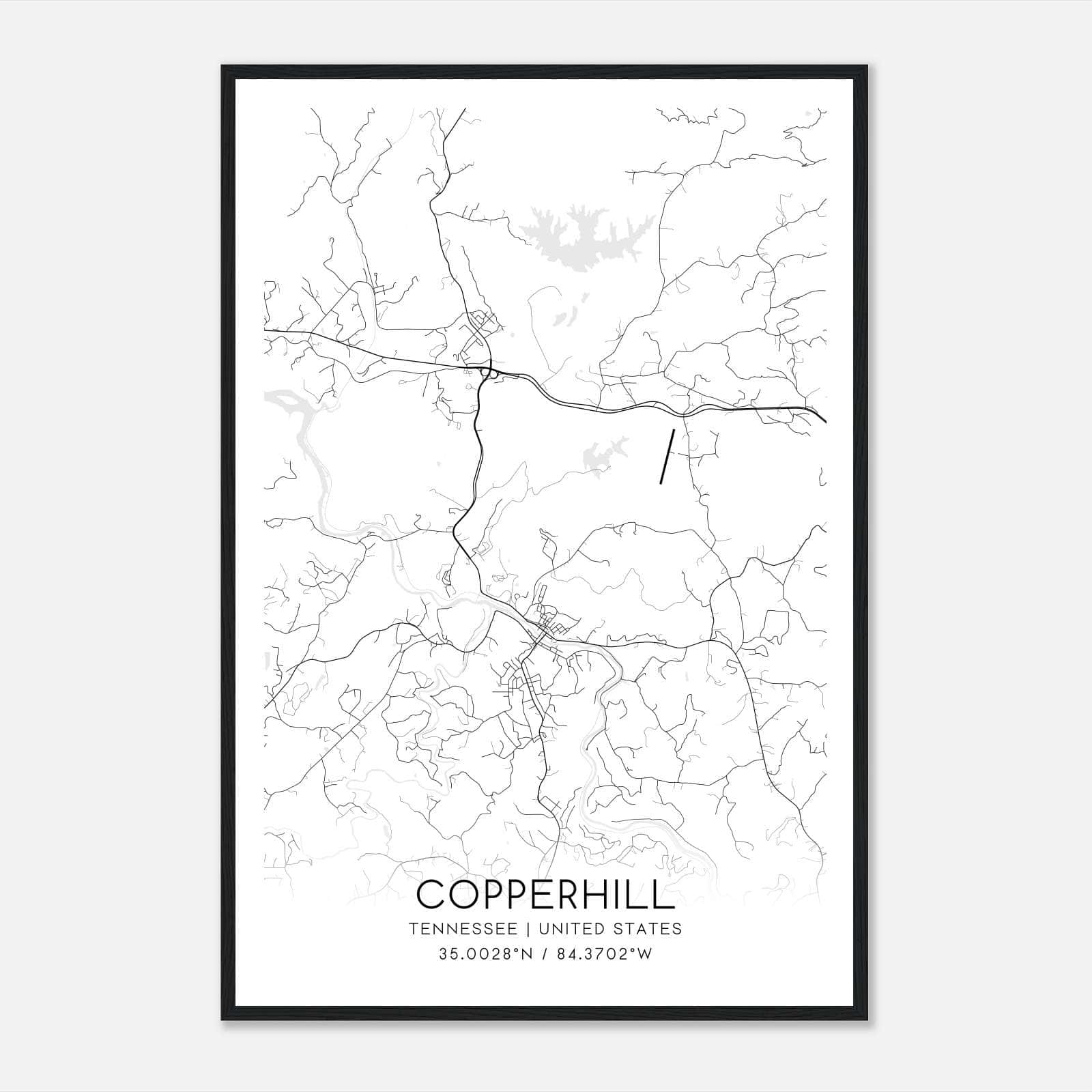 Copperhill Tennessee Map Poster, Modern Home Decor Wall Art Print Copperhill Tennessee Map Poster, Modern Home Decor Wall Art Print