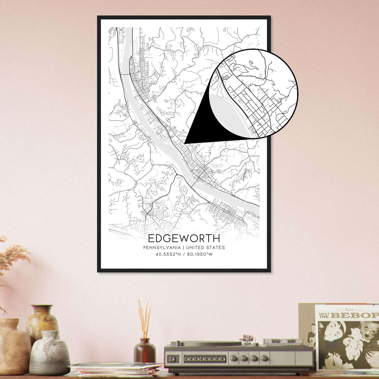 Deerfield Kansas Map Poster, Modern Home Decor Wall Art Print (Copy)
