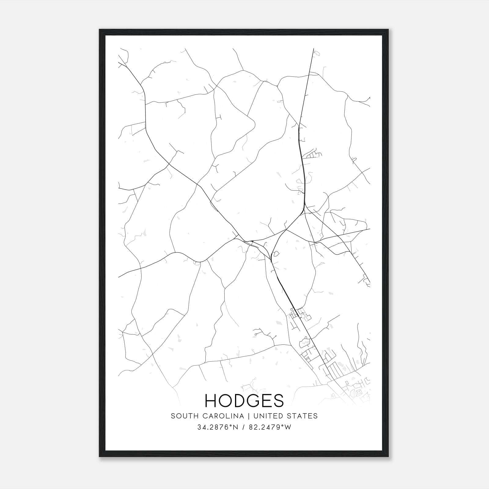 Hodges South Carolina Map Poster, Modern Home Decor Wall Art Print Hodges South Carolina Map Poster, Modern Home Decor Wall Art Print