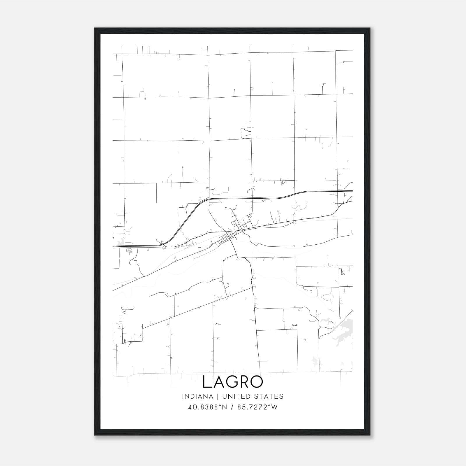 Lagro Indiana Map Poster, Modern Home Decor Wall Art Print Lagro Indiana Map Poster, Modern Home Decor Wall Art Print