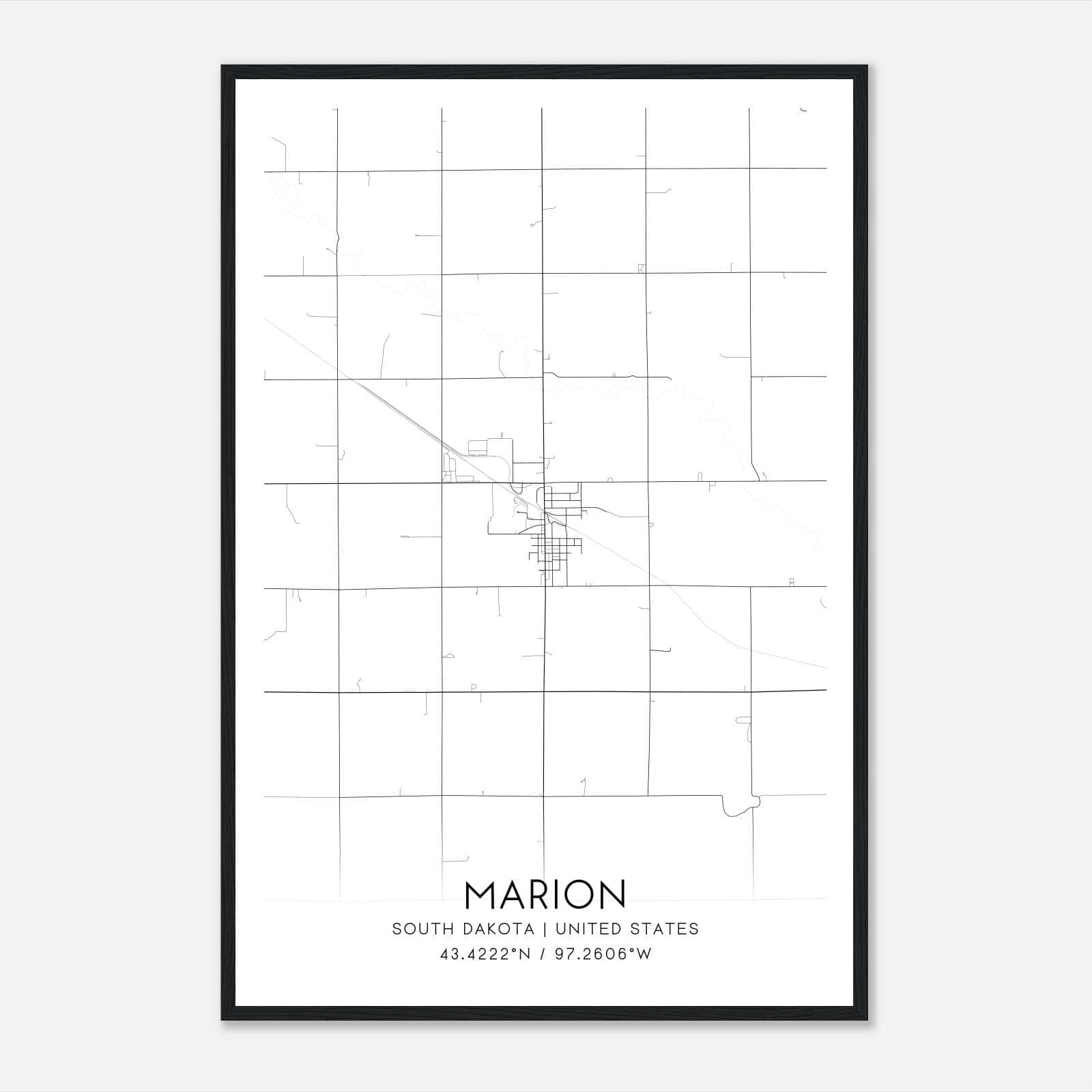 Marion South Dakota Map Poster, Modern Home Decor Wall Art Print Marion South Dakota Map Poster, Modern Home Decor Wall Art Print