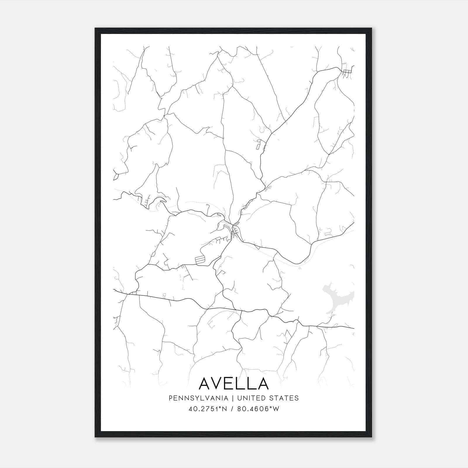 Avella Pennsylvania Map Poster, Modern Home Decor Wall Art Print Avella Pennsylvania Map Poster, Modern Home Decor Wall Art Print