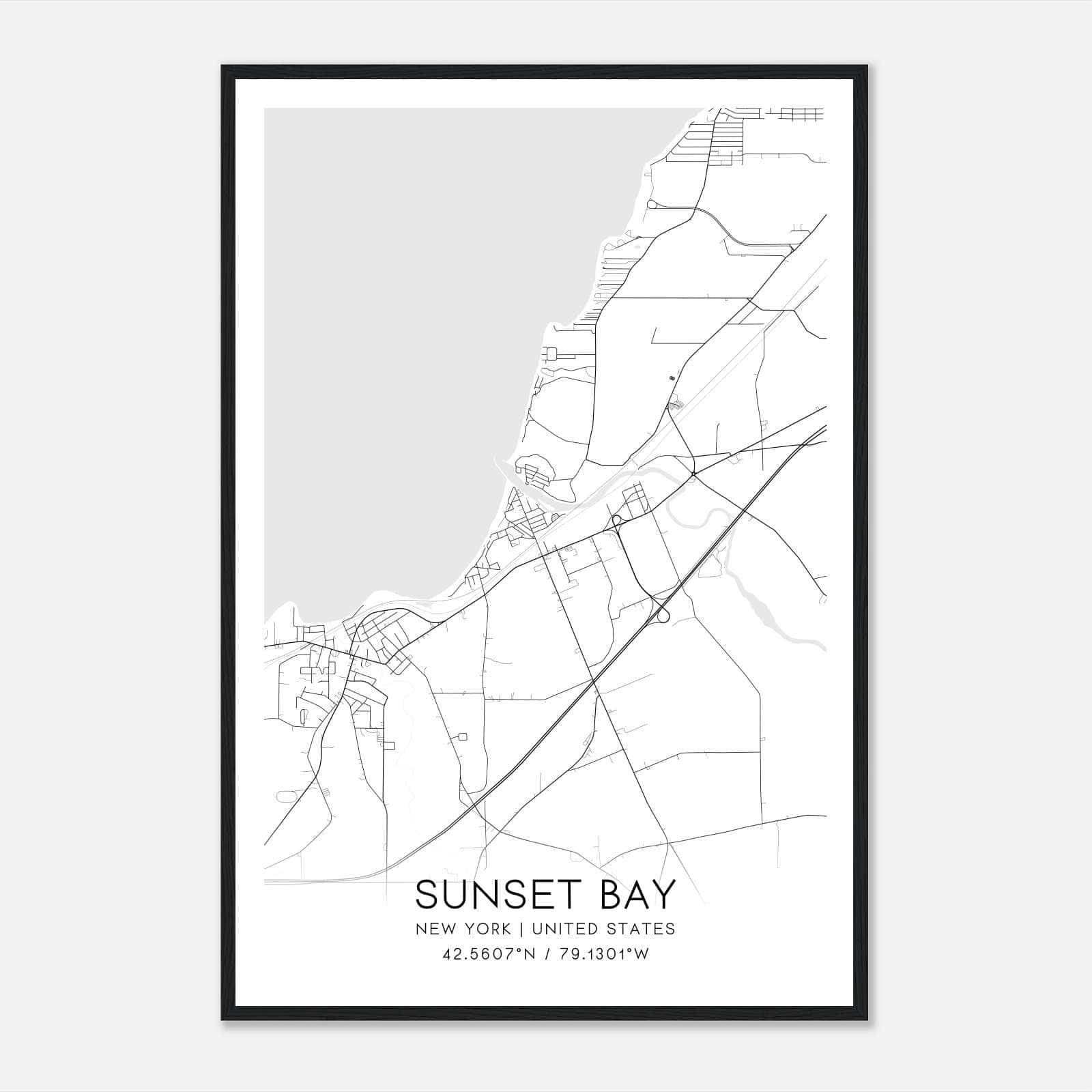 Sunset Bay New York Map Poster, Modern Home Decor Wall Art Print Sunset Bay New York Map Poster, Modern Home Decor Wall Art Print
