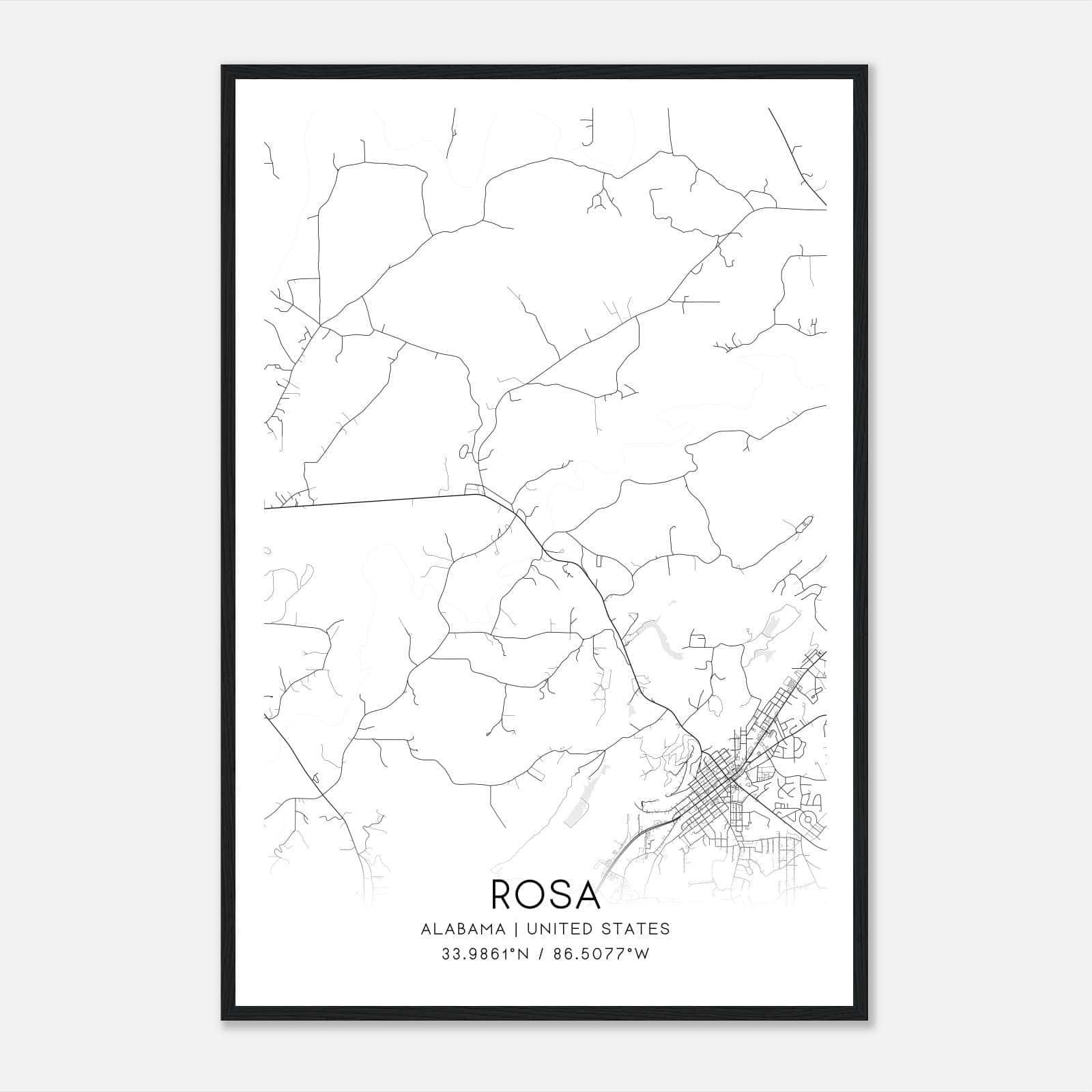 Rosa Alabama Map Poster, Modern Home Decor Wall Art Print Rosa Alabama Map Poster, Modern Home Decor Wall Art Print