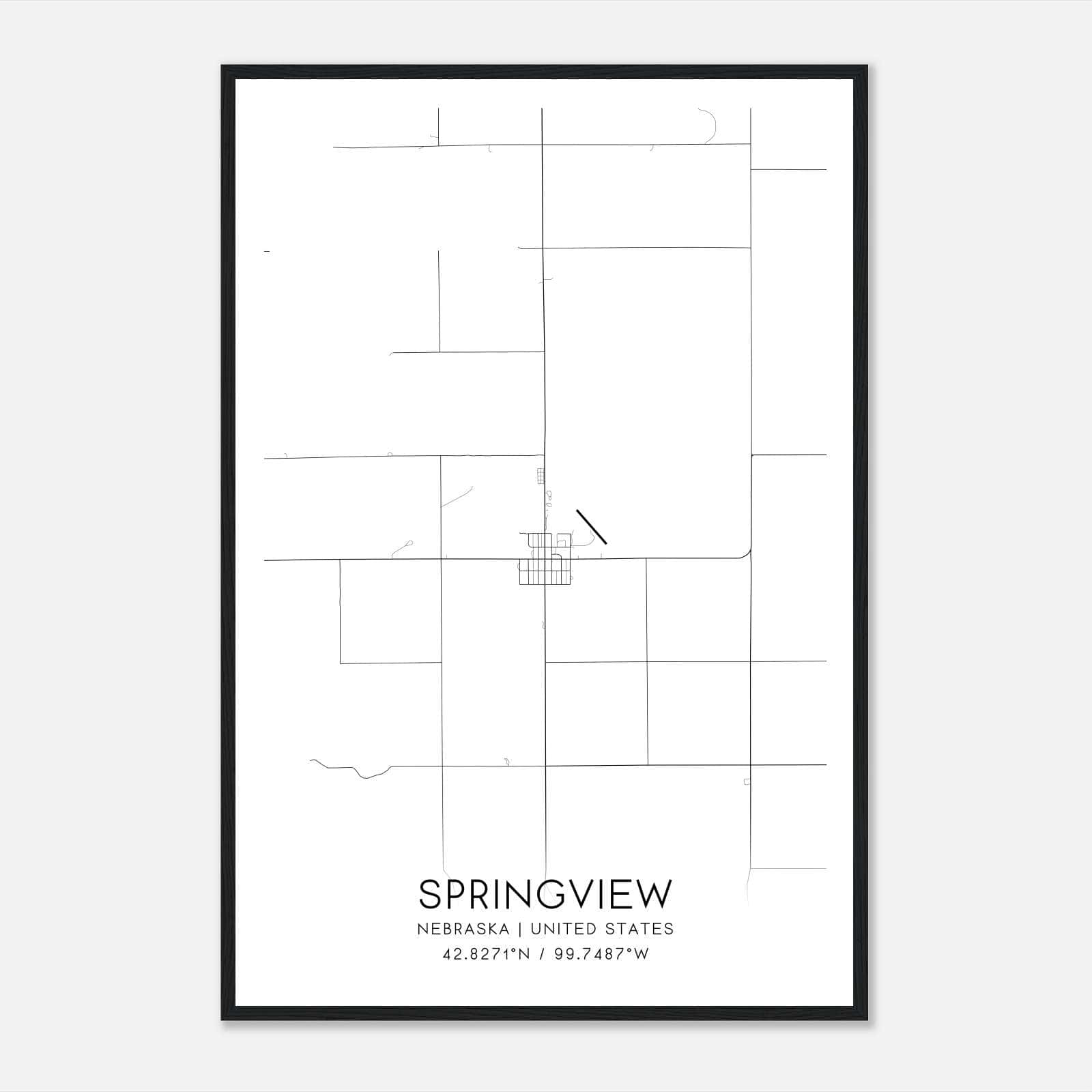 Springview Nebraska Map Poster, Modern Home Decor Wall Art Print Springview Nebraska Map Poster, Modern Home Decor Wall Art Print