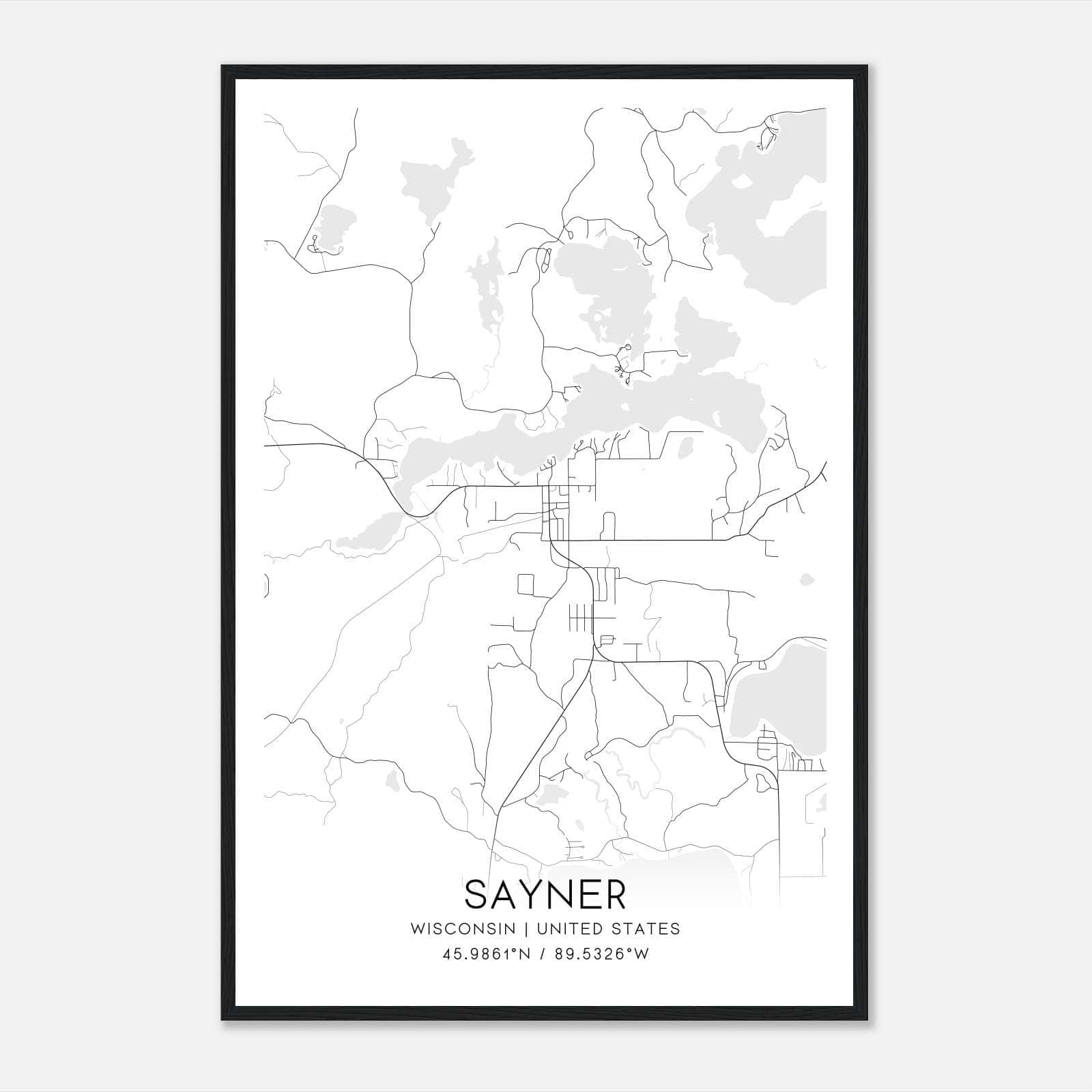 Sayner Wisconsin Map Poster, Modern Home Decor Wall Art Print Sayner Wisconsin Map Poster, Modern Home Decor Wall Art Print