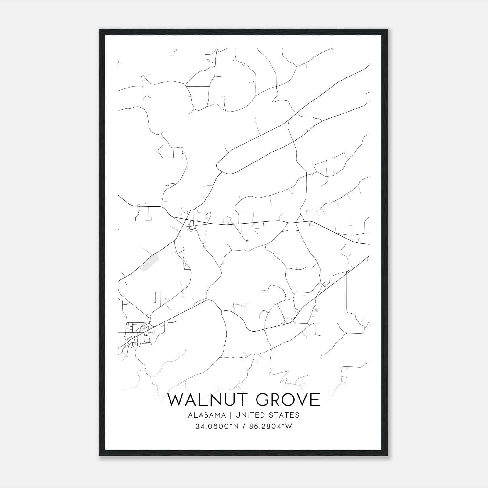 Walnut Grove Alabama Map Poster, Modern Home Decor Wall Art Print Walnut Grove Alabama Map Poster, Modern Home Decor Wall Art Print