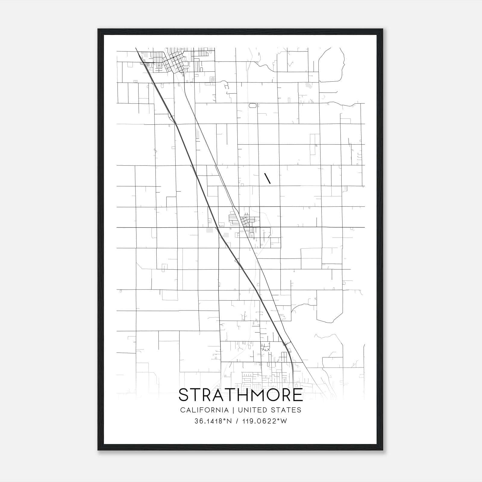 Strathmore California Map Poster, Modern Home Decor Wall Art Print Strathmore California Map Poster, Modern Home Decor Wall Art Print