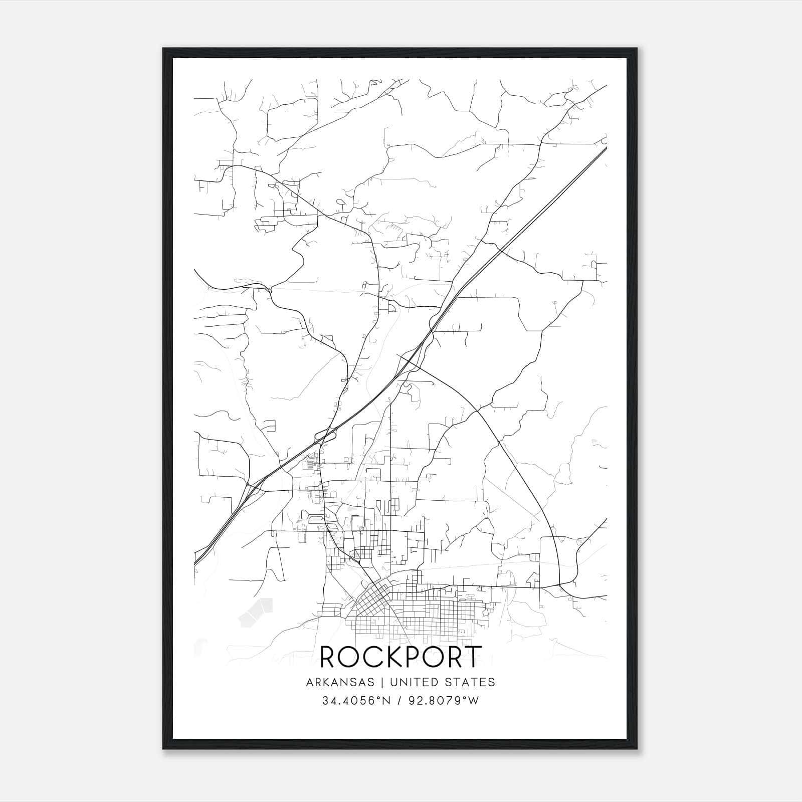 Rockport Arkansas Map Poster, Modern Home Decor Wall Art Print Rockport Arkansas Map Poster, Modern Home Decor Wall Art Print