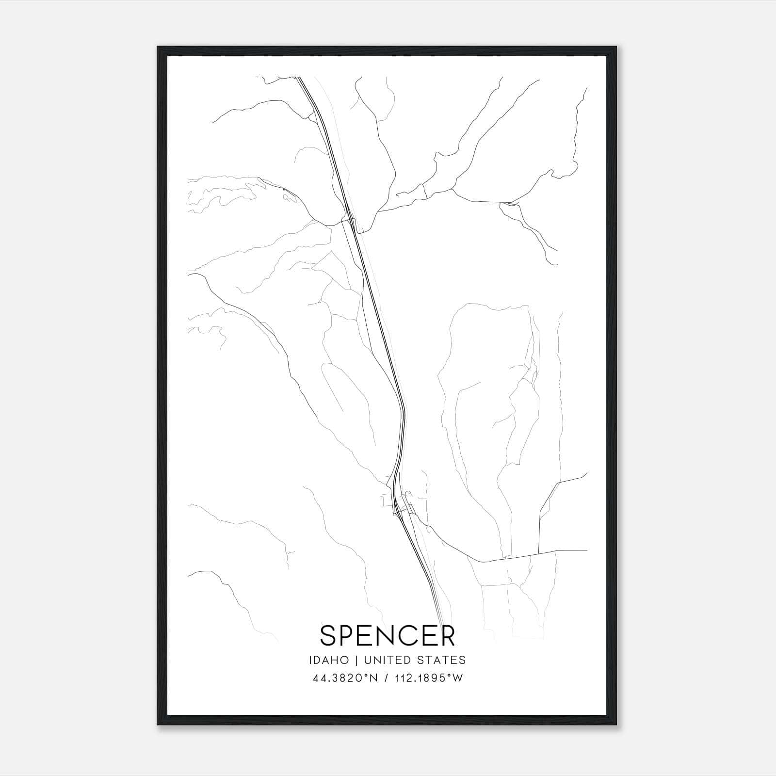 Spencer Idaho Map Poster, Modern Home Decor Wall Art Print Spencer Idaho Map Poster, Modern Home Decor Wall Art Print