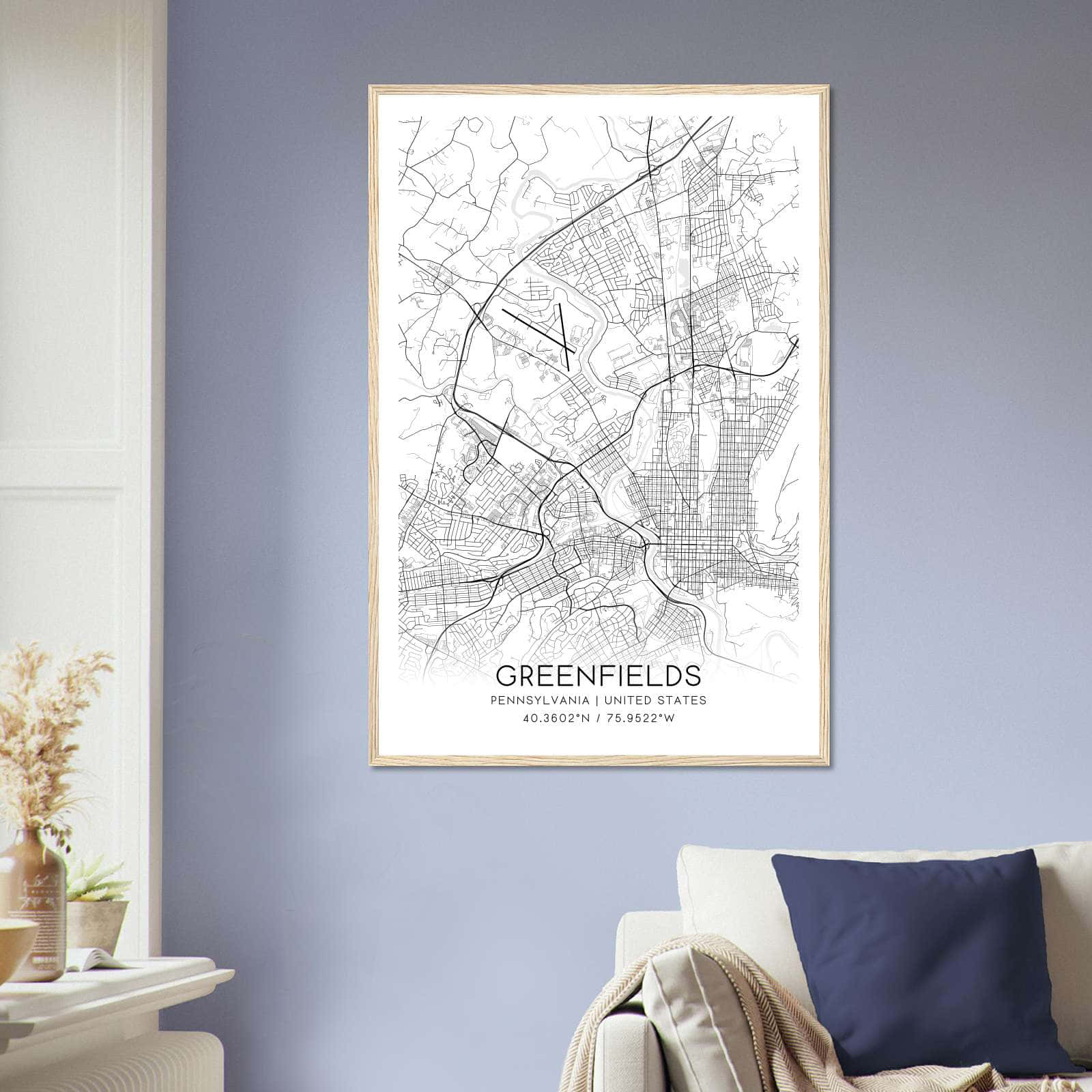 Deerfield Kansas Map Poster, Modern Home Decor Wall Art Print (Copy)