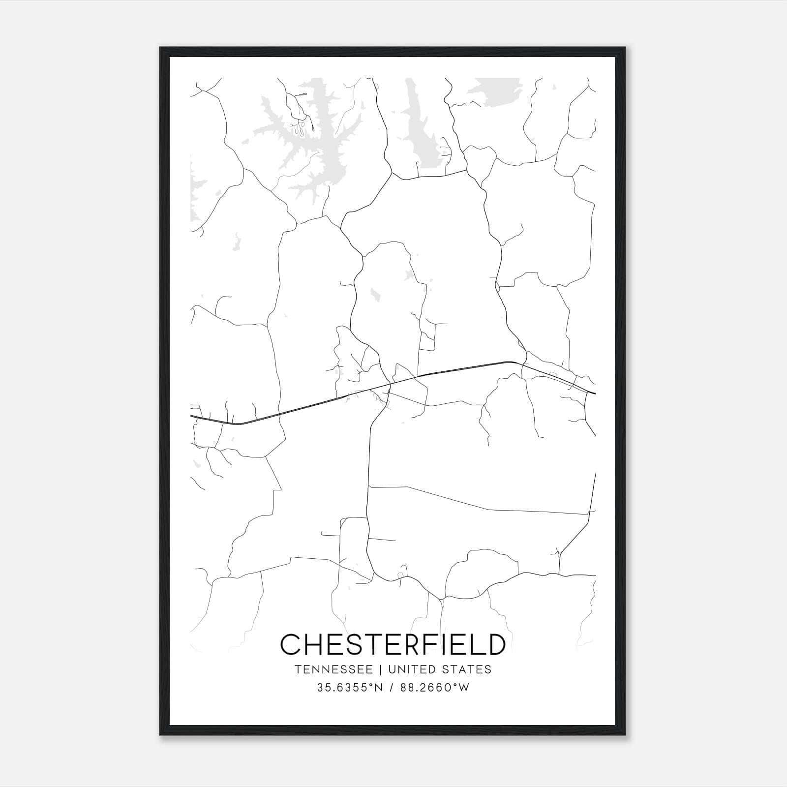 Chesterfield Tennessee Map Poster, Modern Home Decor Wall Art Print Chesterfield Tennessee Map Poster, Modern Home Decor Wall Art Print