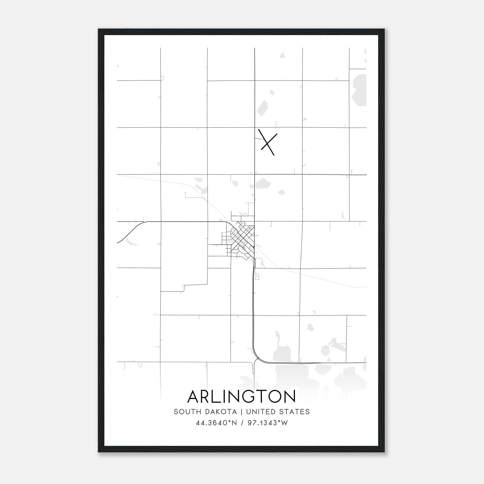 Arlington South Dakota Map Poster, Modern Home Decor Wall Art Print Arlington South Dakota Map Poster, Modern Home Decor Wall Art Print