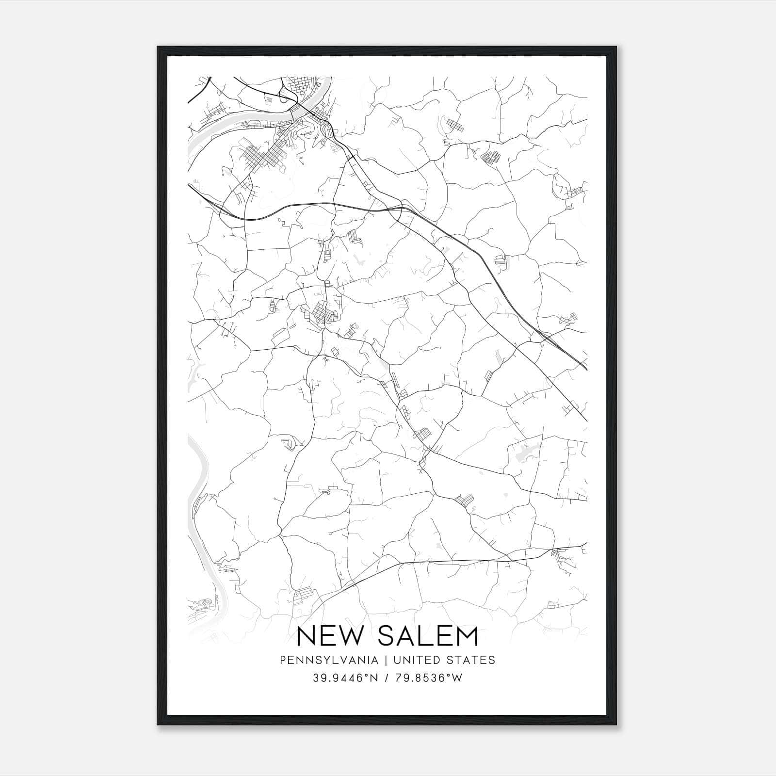 New Salem Pennsylvania Map Poster, Modern Home Decor Wall Art Print New Salem Pennsylvania Map Poster, Modern Home Decor Wall Art Print