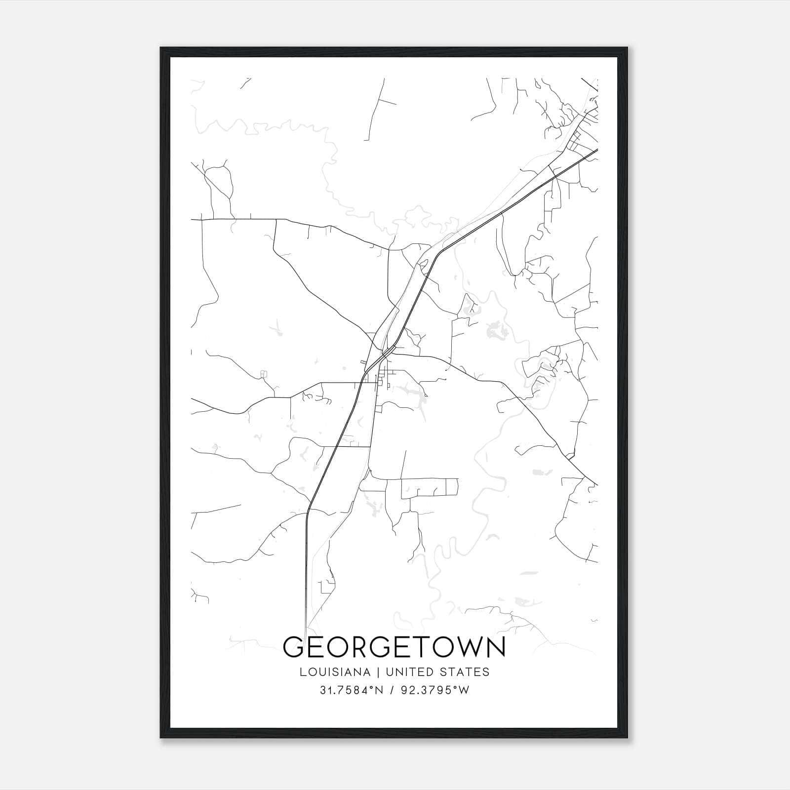 Georgetown Louisiana Map Poster, Modern Home Decor Wall Art Print Georgetown Louisiana Map Poster, Modern Home Decor Wall Art Print