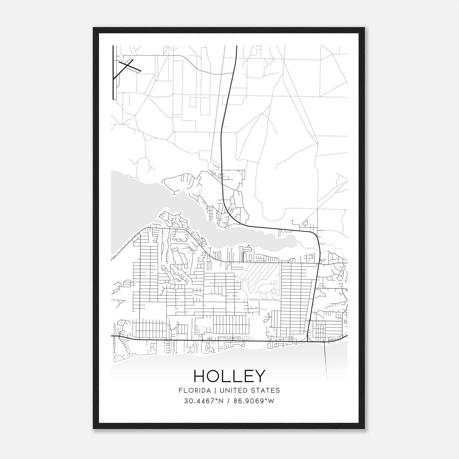 Holley Florida Map Poster, Modern Home Decor Wall Art Print Holley Florida Map Poster, Modern Home Decor Wall Art Print