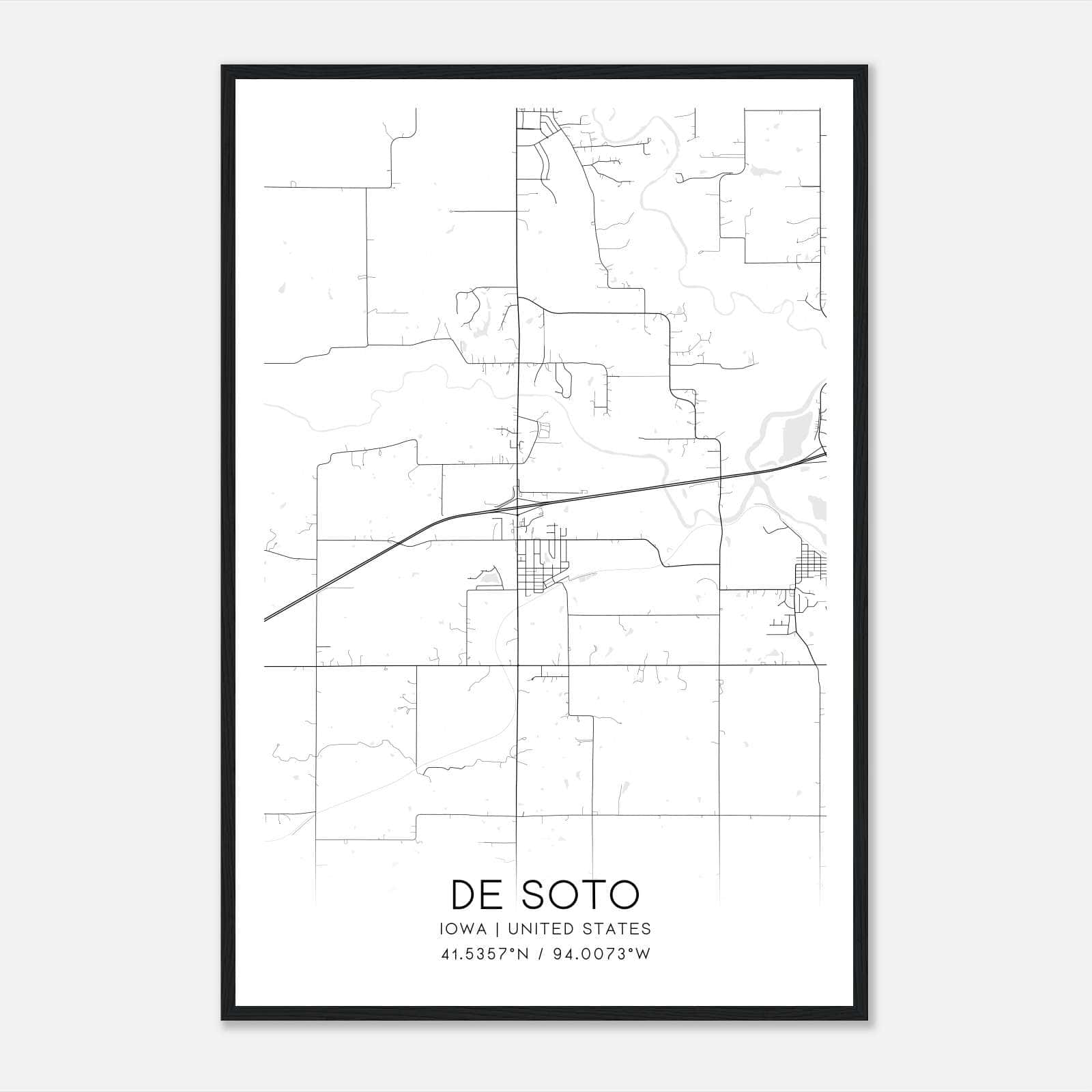 De Soto Iowa Map Poster, Modern Home Decor Wall Art Print De Soto Iowa Map Poster, Modern Home Decor Wall Art Print