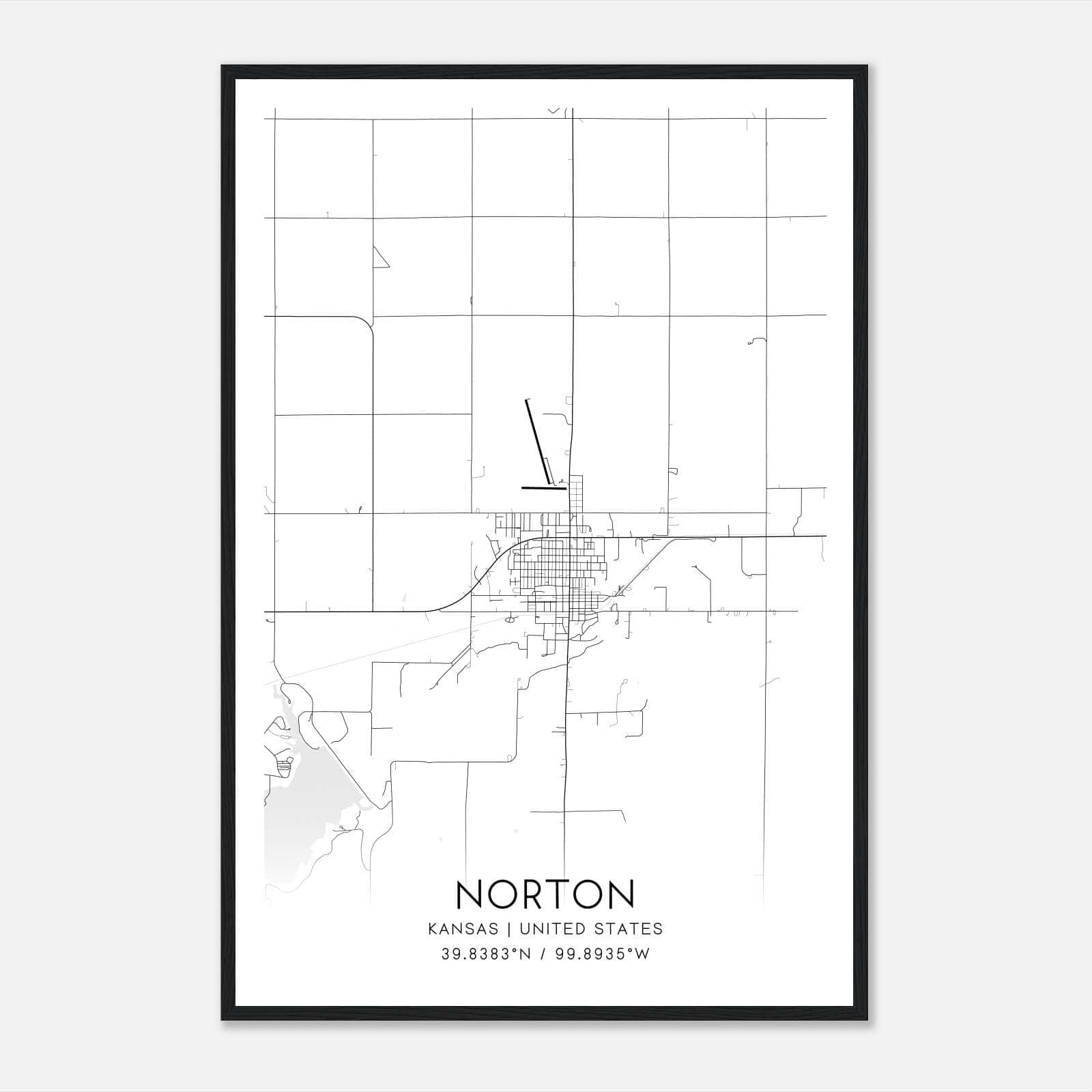 Norton Kansas Map Poster, Modern Home Decor Wall Art Print Norton Kansas Map Poster, Modern Home Decor Wall Art Print