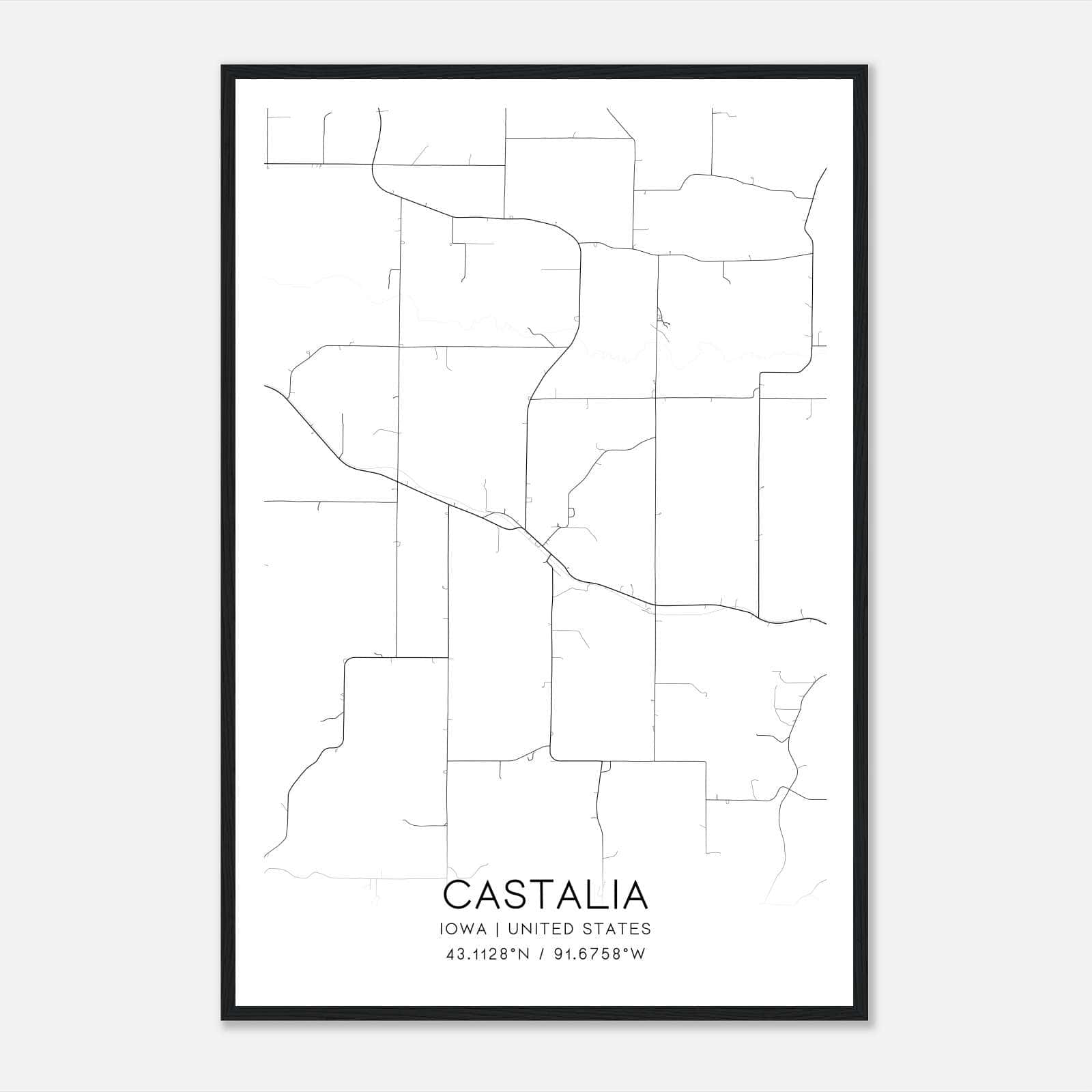 Castalia Iowa Map Poster, Modern Home Decor Wall Art Print Castalia Iowa Map Poster, Modern Home Decor Wall Art Print