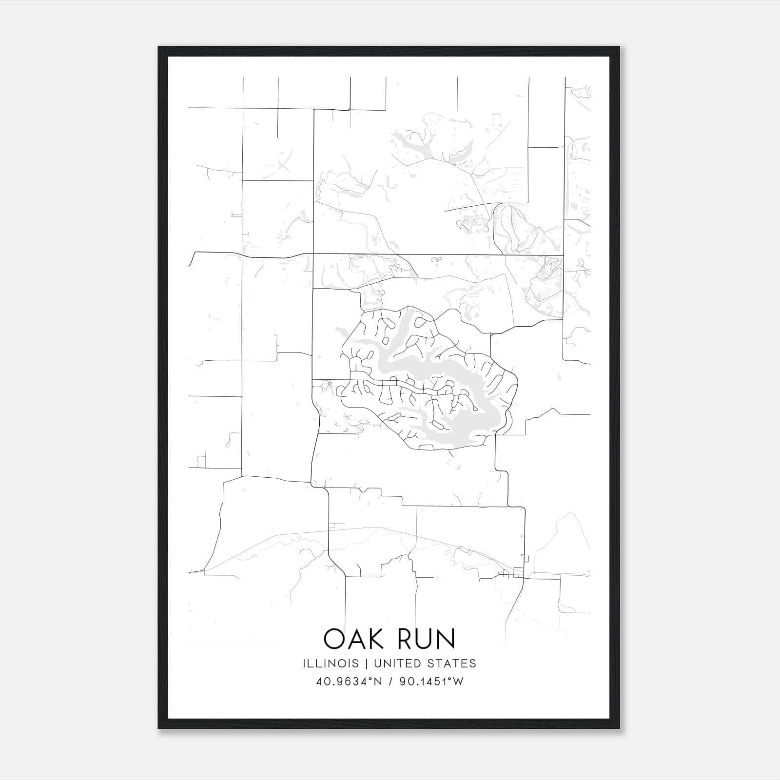Oak Run Illinois Map Poster, Modern Home Decor Wall Art Print Oak Run Illinois Map Poster, Modern Home Decor Wall Art Print