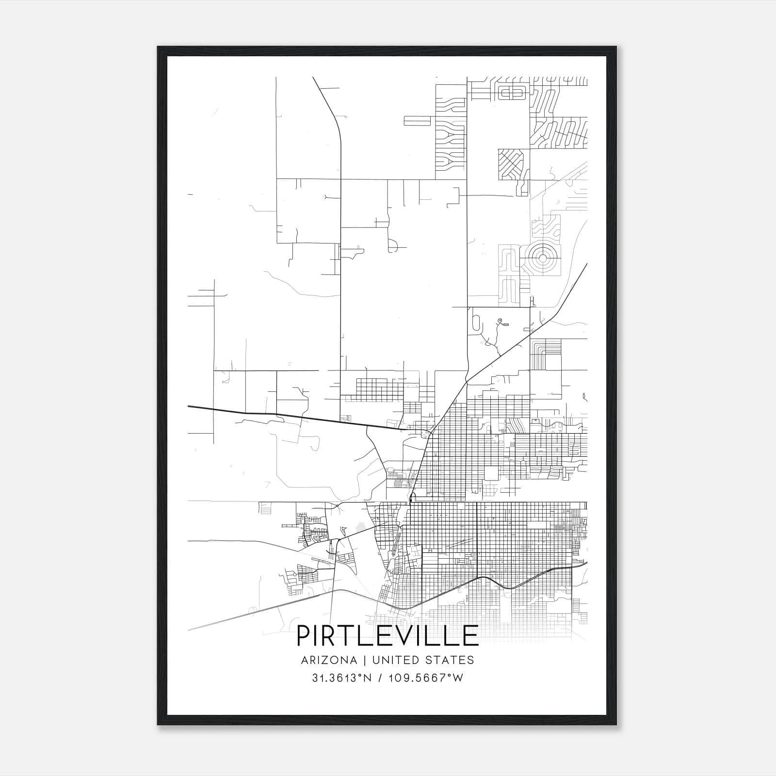 Pirtleville Arizona Map Poster, Modern Home Decor Wall Art Print Pirtleville Arizona Map Poster, Modern Home Decor Wall Art Print