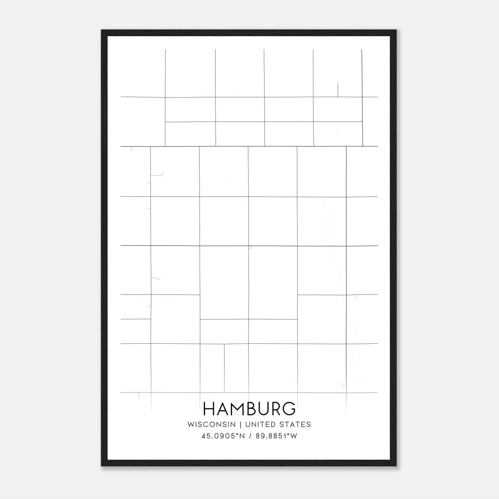 Hamburg Wisconsin Map Poster, Modern Home Decor Wall Art Print Hamburg Wisconsin Map Poster, Modern Home Decor Wall Art Print