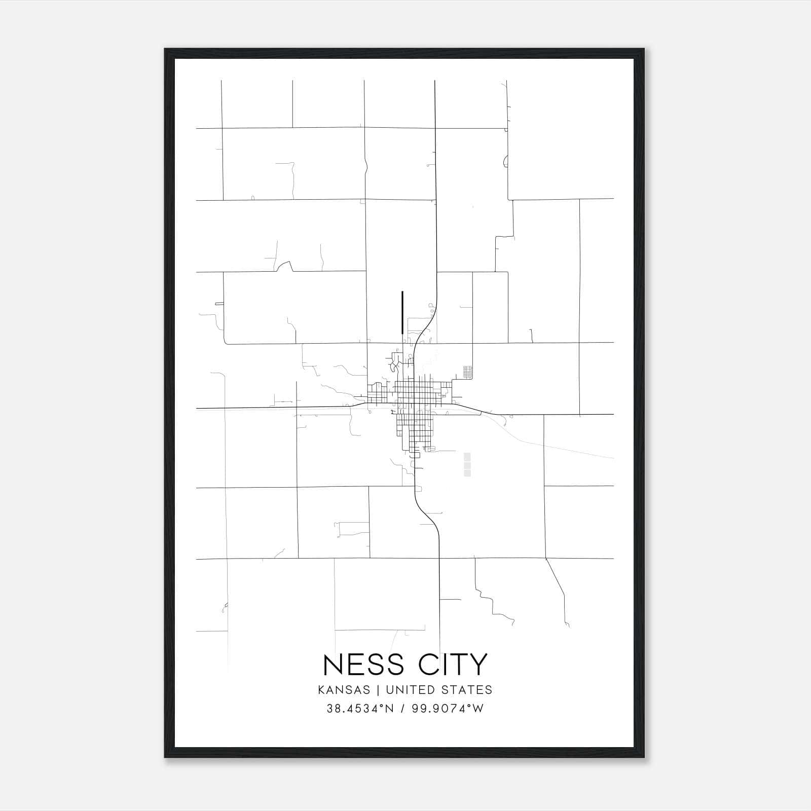 Ness City Kansas Map Poster, Modern Home Decor Wall Art Print Ness City Kansas Map Poster, Modern Home Decor Wall Art Print