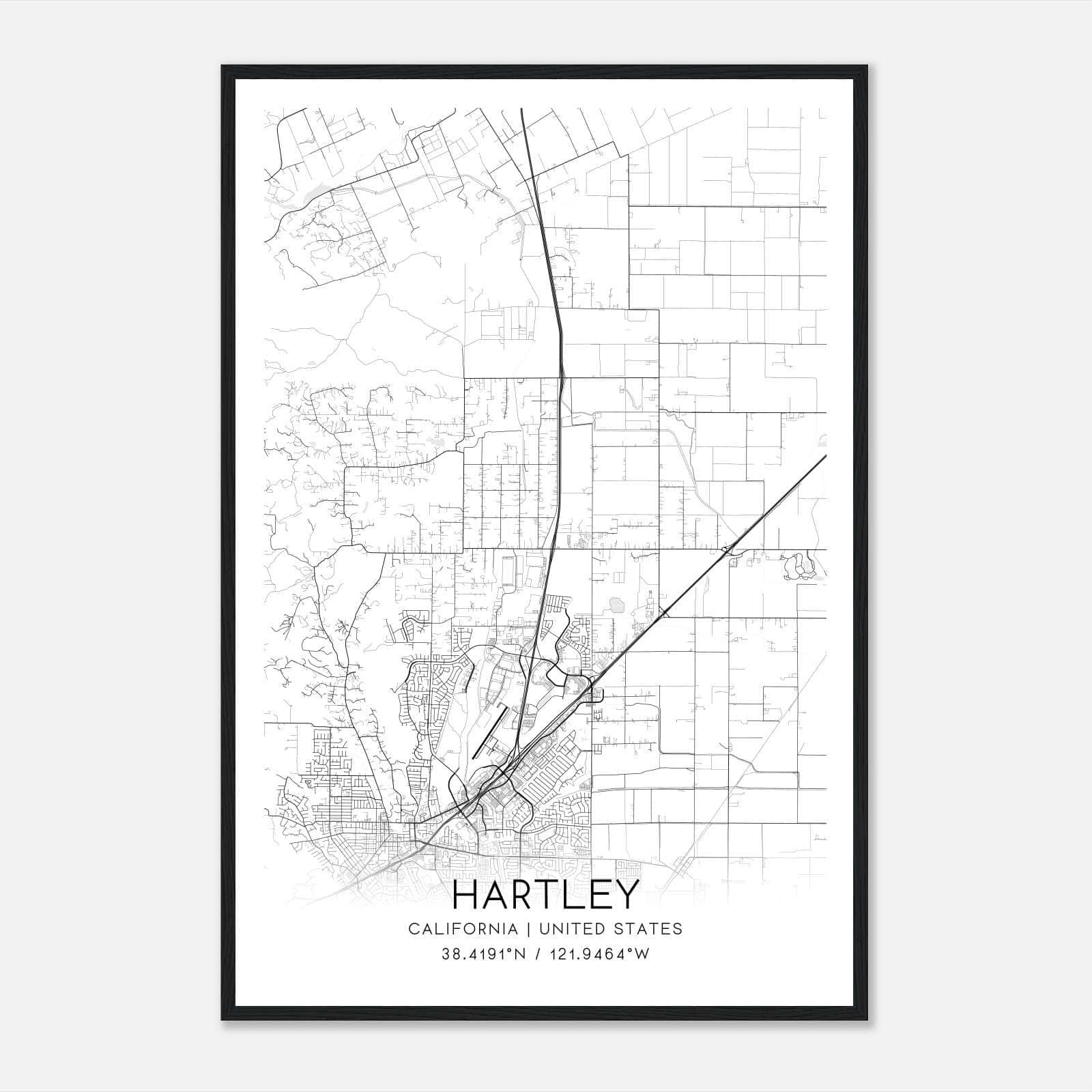 Hartley California Map Poster, Modern Home Decor Wall Art Print Hartley California Map Poster, Modern Home Decor Wall Art Print
