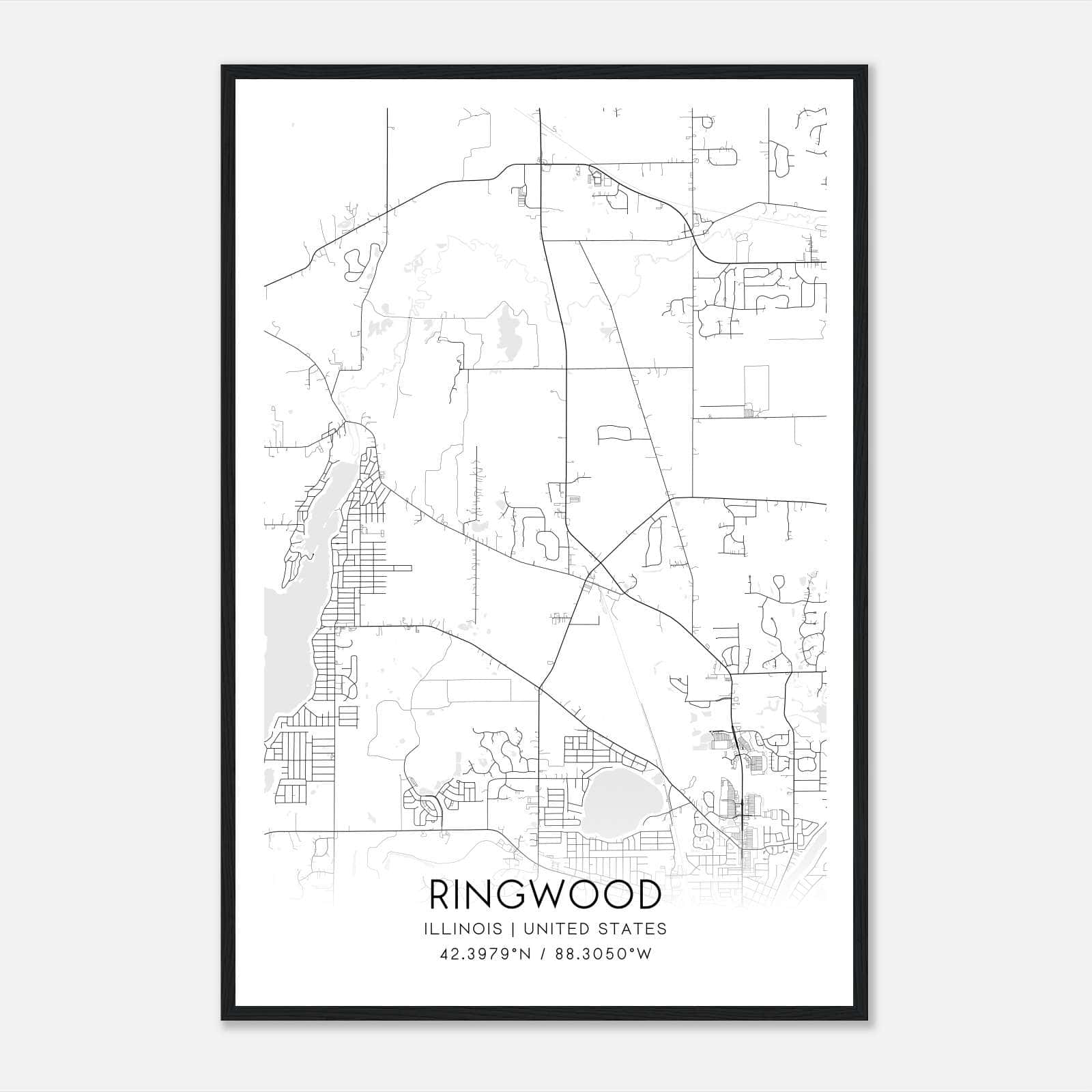 Ringwood Illinois Map Poster, Modern Home Decor Wall Art Print Ringwood Illinois Map Poster, Modern Home Decor Wall Art Print