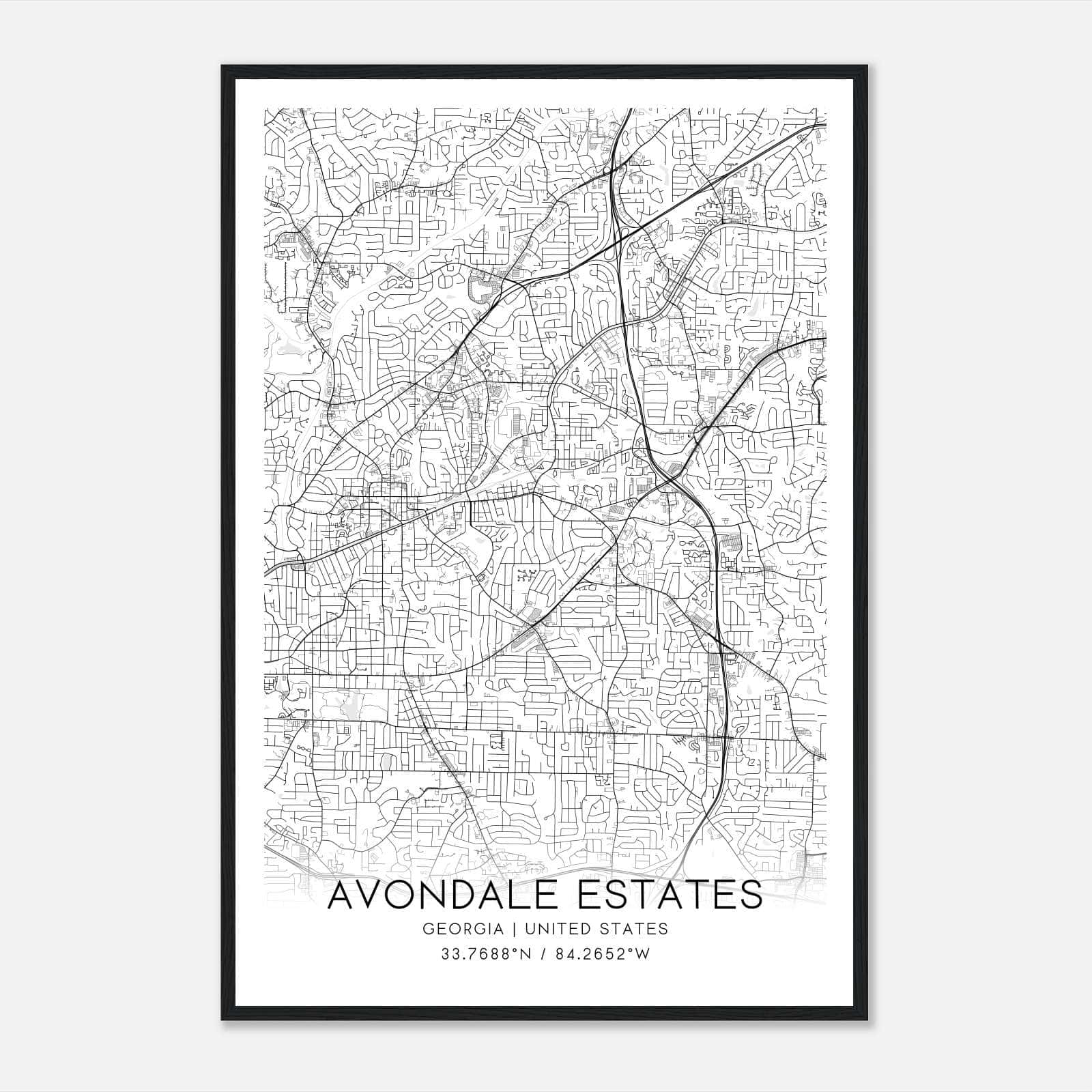 Avondale Estates Georgia Map Poster, Modern Home Decor Wall Art Print Avondale Estates Georgia Map Poster, Modern Home Decor Wall Art Print