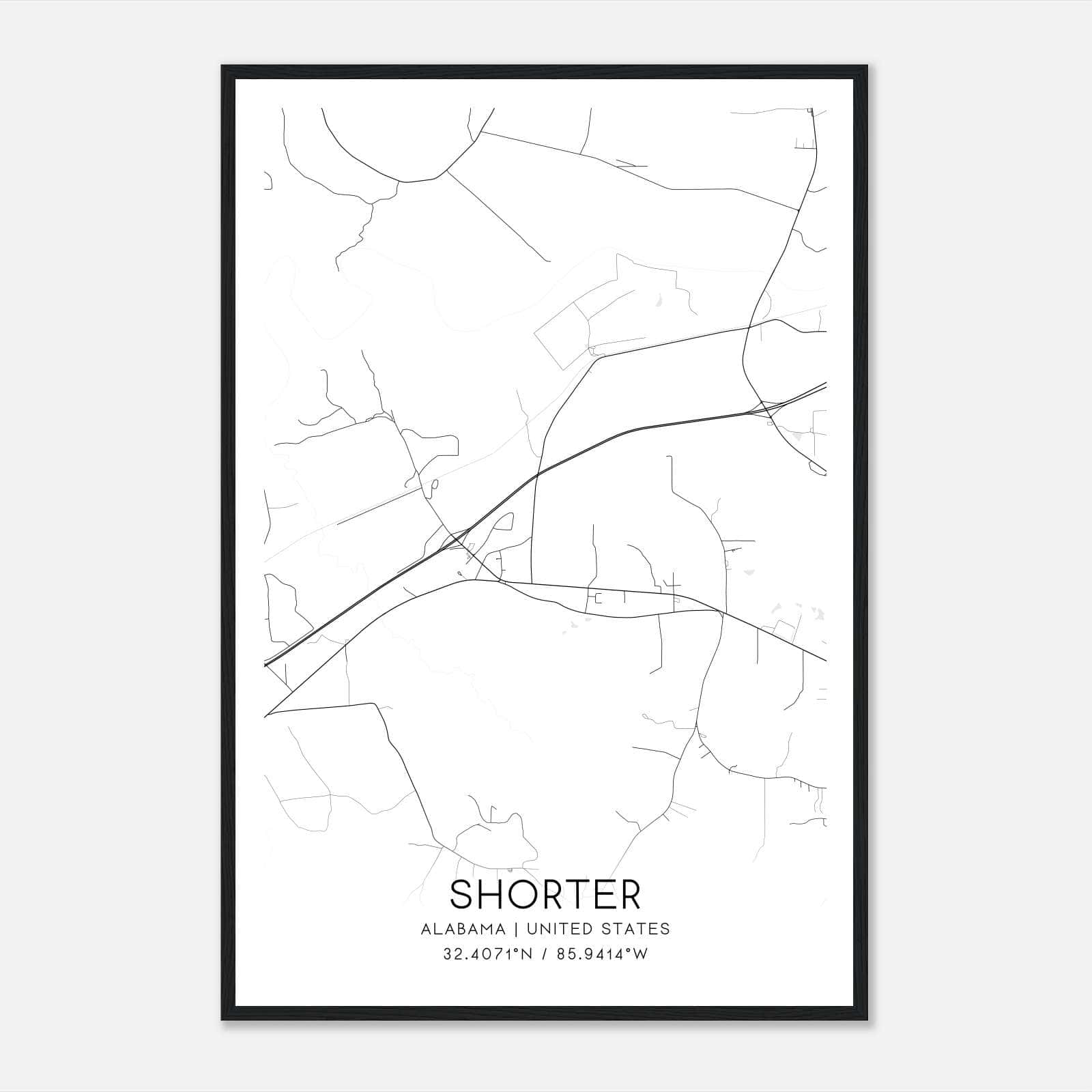 Shorter Alabama Map Poster, Modern Home Decor Wall Art Print Shorter Alabama Map Poster, Modern Home Decor Wall Art Print