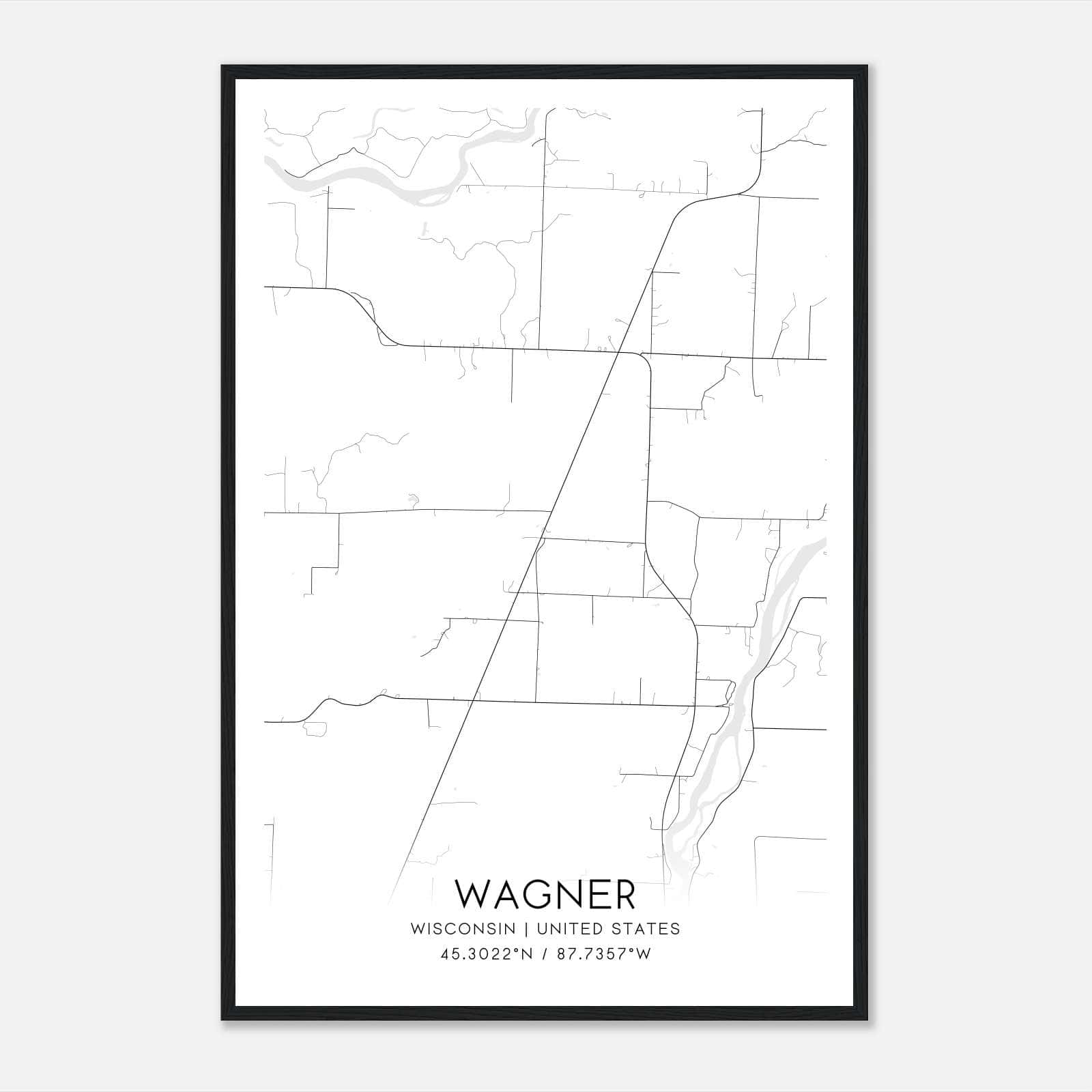 Wagner Wisconsin Map Poster, Modern Home Decor Wall Art Print Wagner Wisconsin Map Poster, Modern Home Decor Wall Art Print