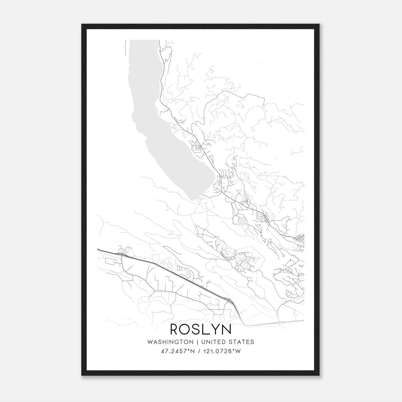 Roslyn Washington Map Poster, Modern Home Decor Wall Art Print Roslyn Washington Map Poster, Modern Home Decor Wall Art Print