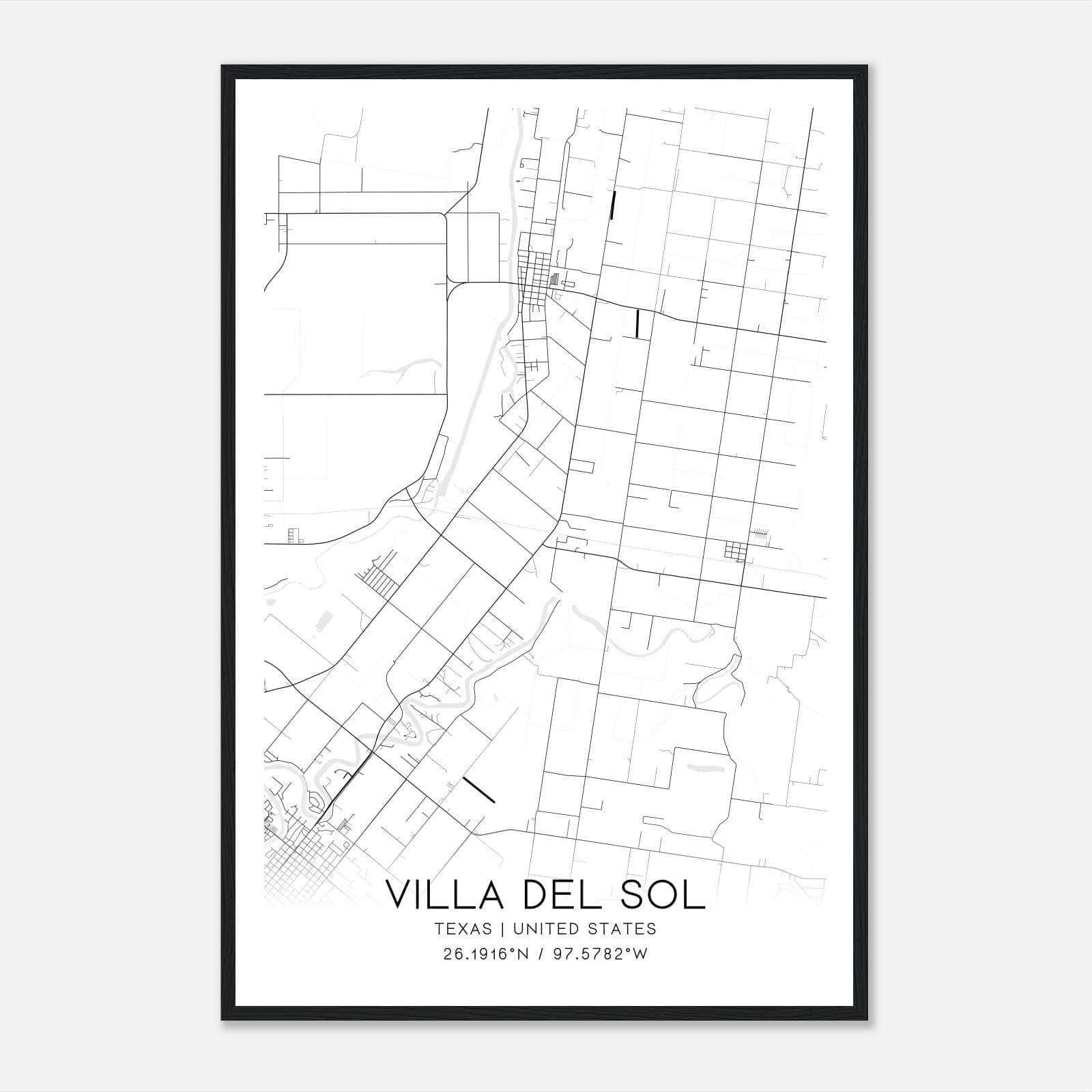 Villa Del Sol Texas Map Poster, Modern Home Decor Wall Art Print Villa Del Sol Texas Map Poster, Modern Home Decor Wall Art Print
