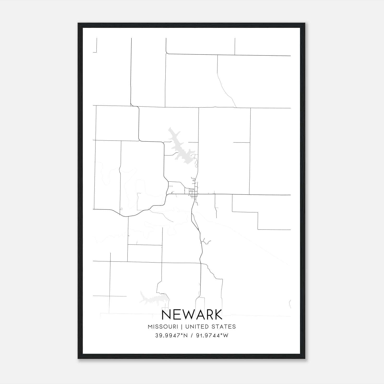 Newark Missouri Map Poster, Modern Home Decor Wall Art Print Newark Missouri Map Poster, Modern Home Decor Wall Art Print
