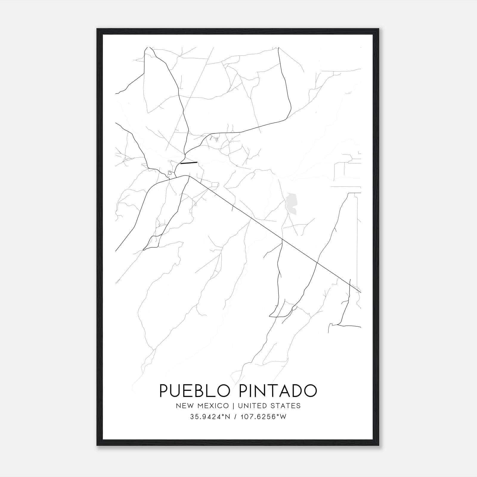 Pueblo Pintado New Mexico Map Poster, Modern Home Decor Wall Art Print Pueblo Pintado New Mexico Map Poster, Modern Home Decor Wall Art Print