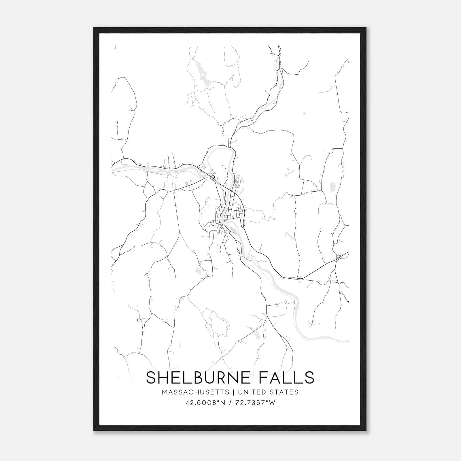 Shelburne Falls Massachusetts Map Poster, Modern Home Decor Wall Art Print Shelburne Falls Massachusetts Map Poster, Modern Home Decor Wall Art Print