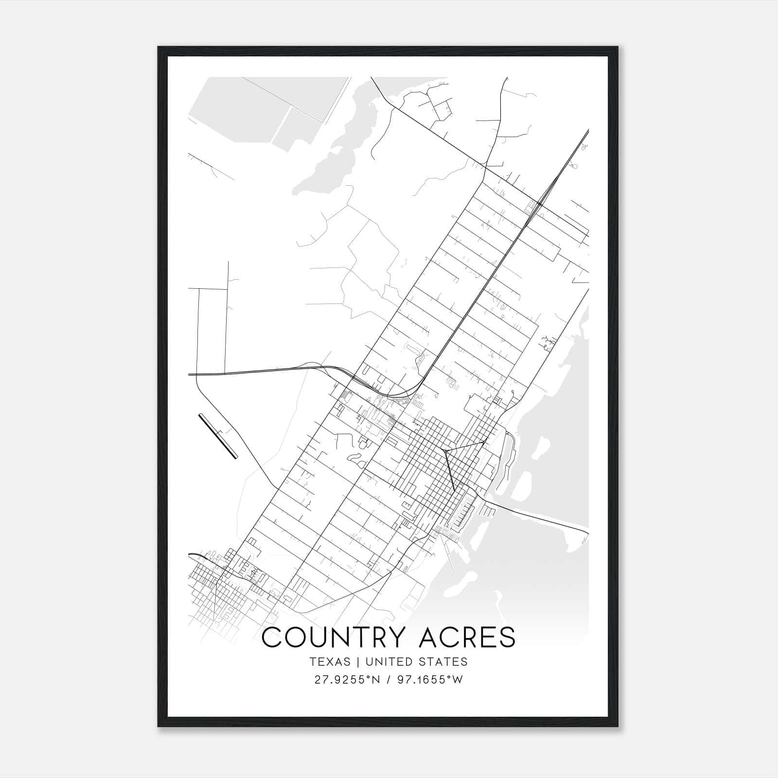 Country Acres Texas Map Poster, Modern Home Decor Wall Art Print Country Acres Texas Map Poster, Modern Home Decor Wall Art Print