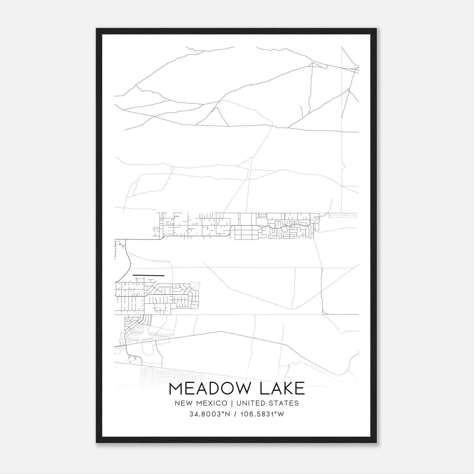 Meadow Lake New Mexico Map Poster, Modern Home Decor Wall Art Print Meadow Lake New Mexico Map Poster, Modern Home Decor Wall Art Print