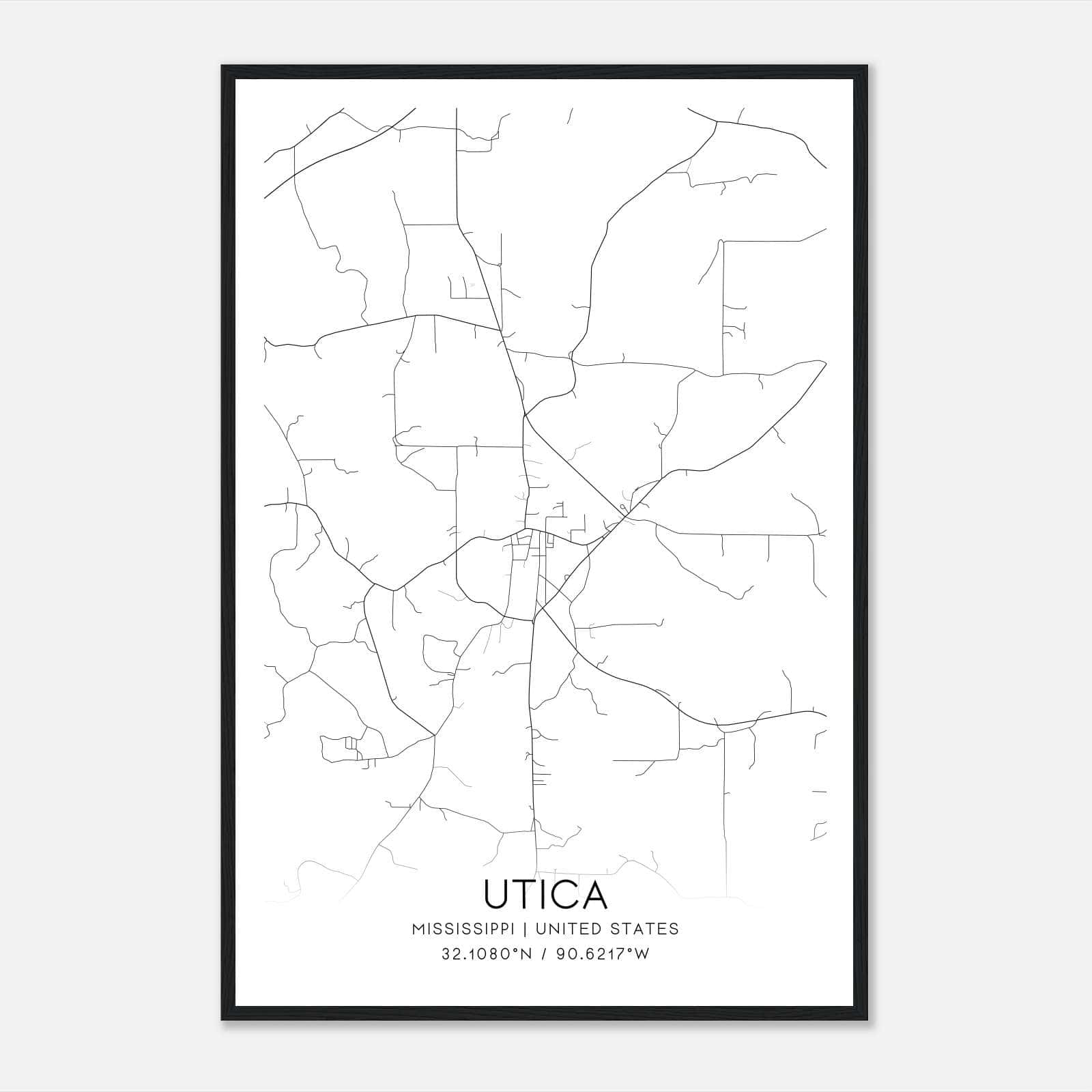 Utica Mississippi Map Poster, Modern Home Decor Wall Art Print Utica Mississippi Map Poster, Modern Home Decor Wall Art Print