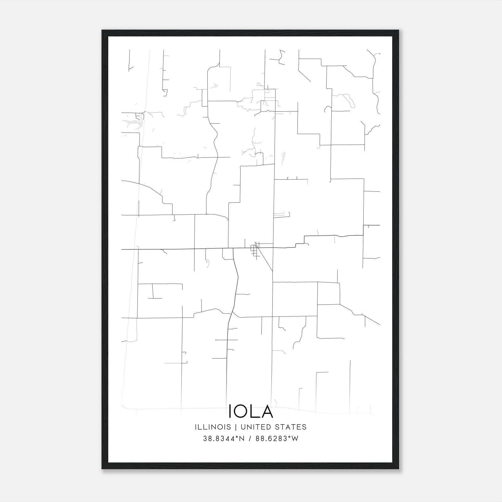 Iola Illinois Map Poster, Modern Home Decor Wall Art Print Iola Illinois Map Poster, Modern Home Decor Wall Art Print