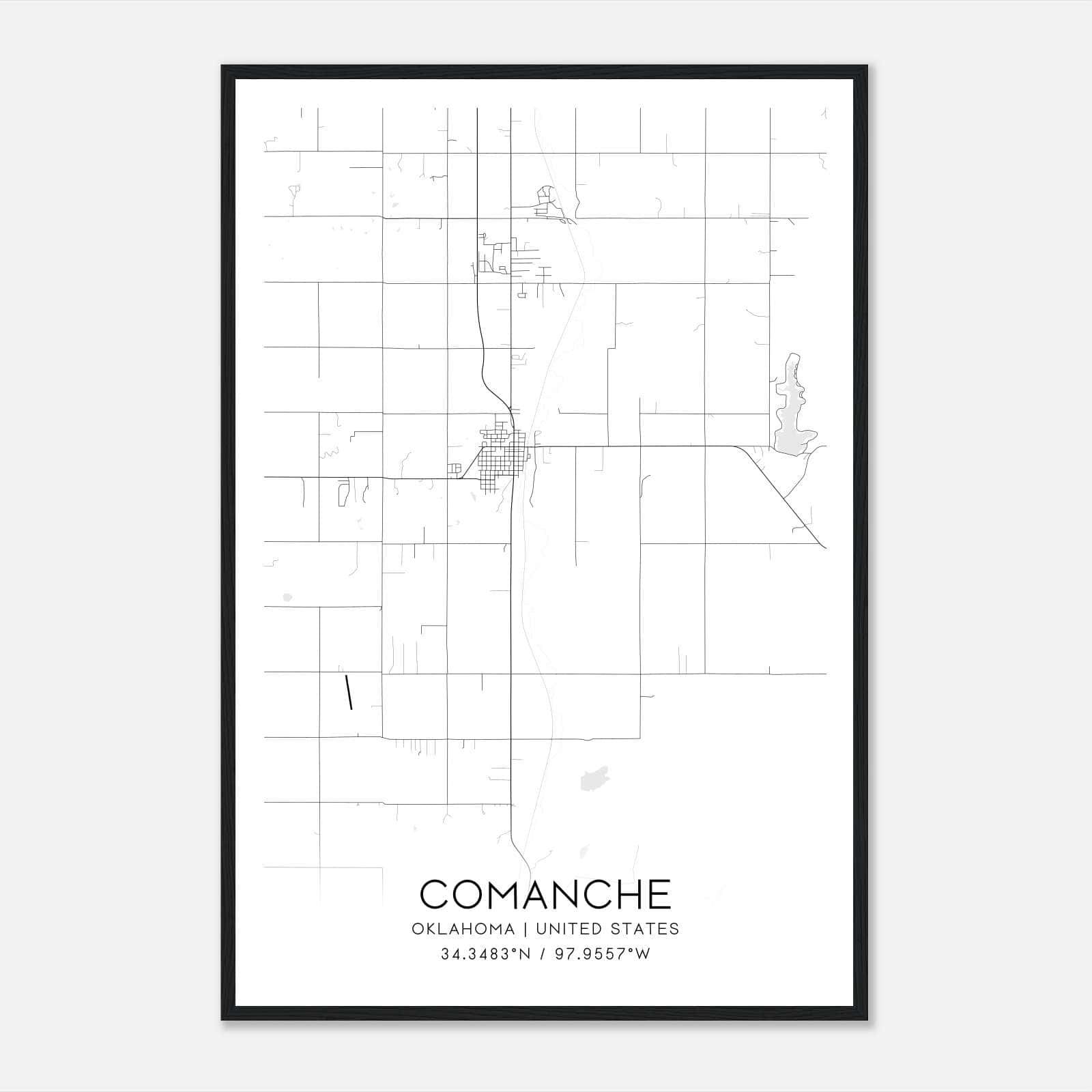 Comanche Oklahoma Map Poster, Modern Home Decor Wall Art Print Comanche Oklahoma Map Poster, Modern Home Decor Wall Art Print