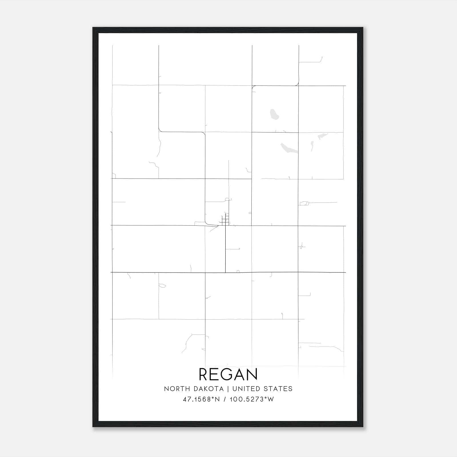 Regan North Dakota Map Poster, Modern Home Decor Wall Art Print Regan North Dakota Map Poster, Modern Home Decor Wall Art Print