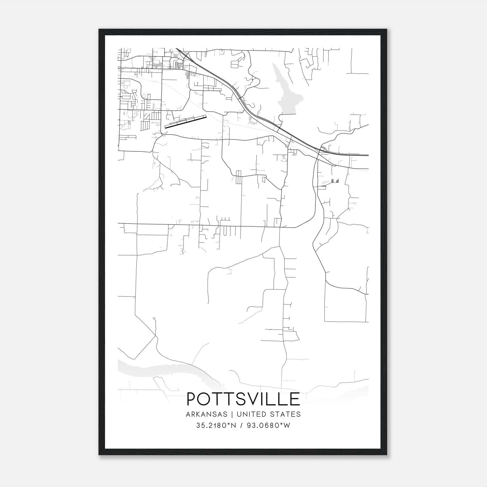 Pottsville Arkansas Map Poster, Modern Home Decor Wall Art Print Pottsville Arkansas Map Poster, Modern Home Decor Wall Art Print
