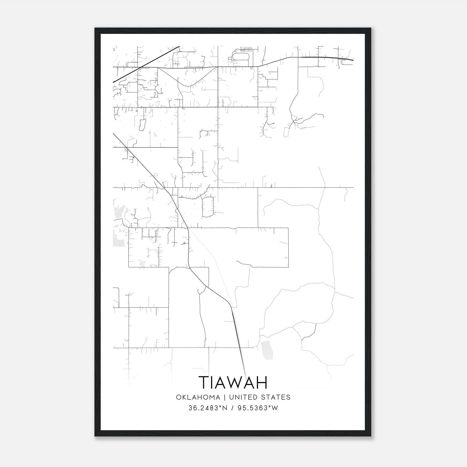 Tiawah Oklahoma Map Poster, Modern Home Decor Wall Art Print Tiawah Oklahoma Map Poster, Modern Home Decor Wall Art Print