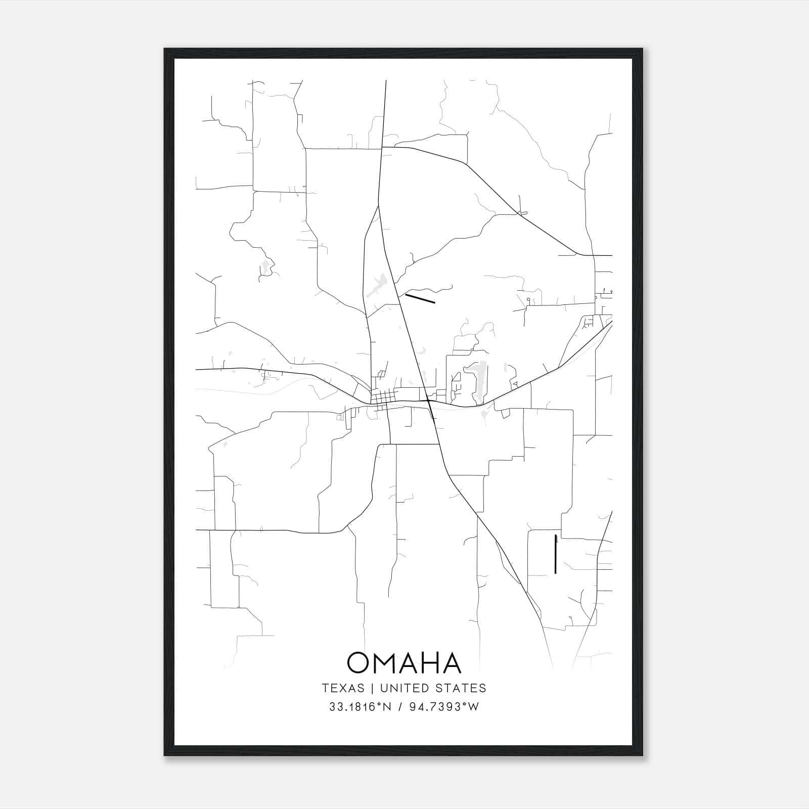 Omaha Texas Map Poster, Modern Home Decor Wall Art Print Omaha Texas Map Poster, Modern Home Decor Wall Art Print
