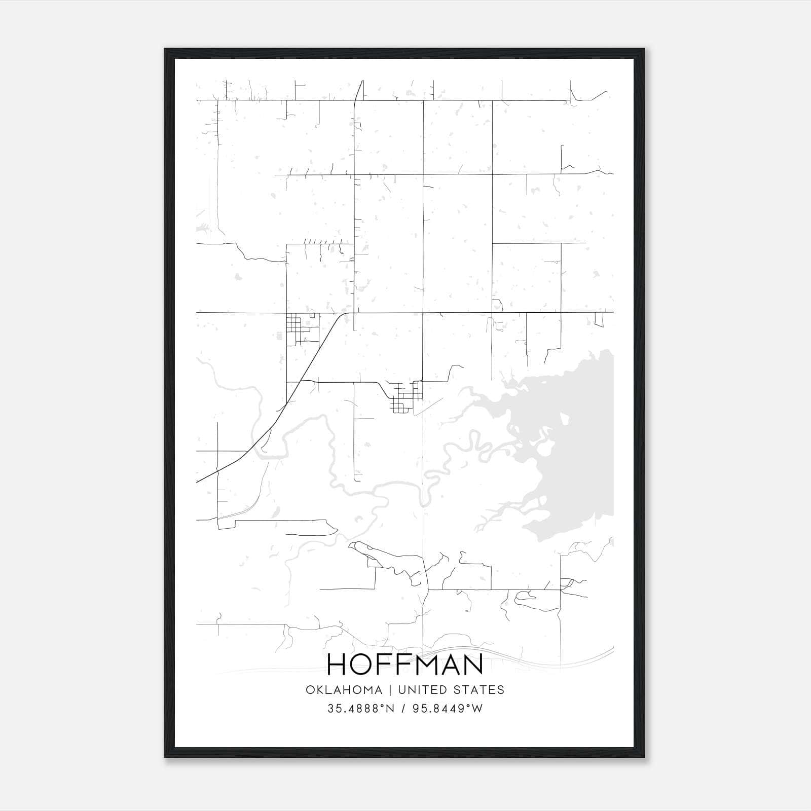 Hoffman Oklahoma Map Poster, Modern Home Decor Wall Art Print Hoffman Oklahoma Map Poster, Modern Home Decor Wall Art Print