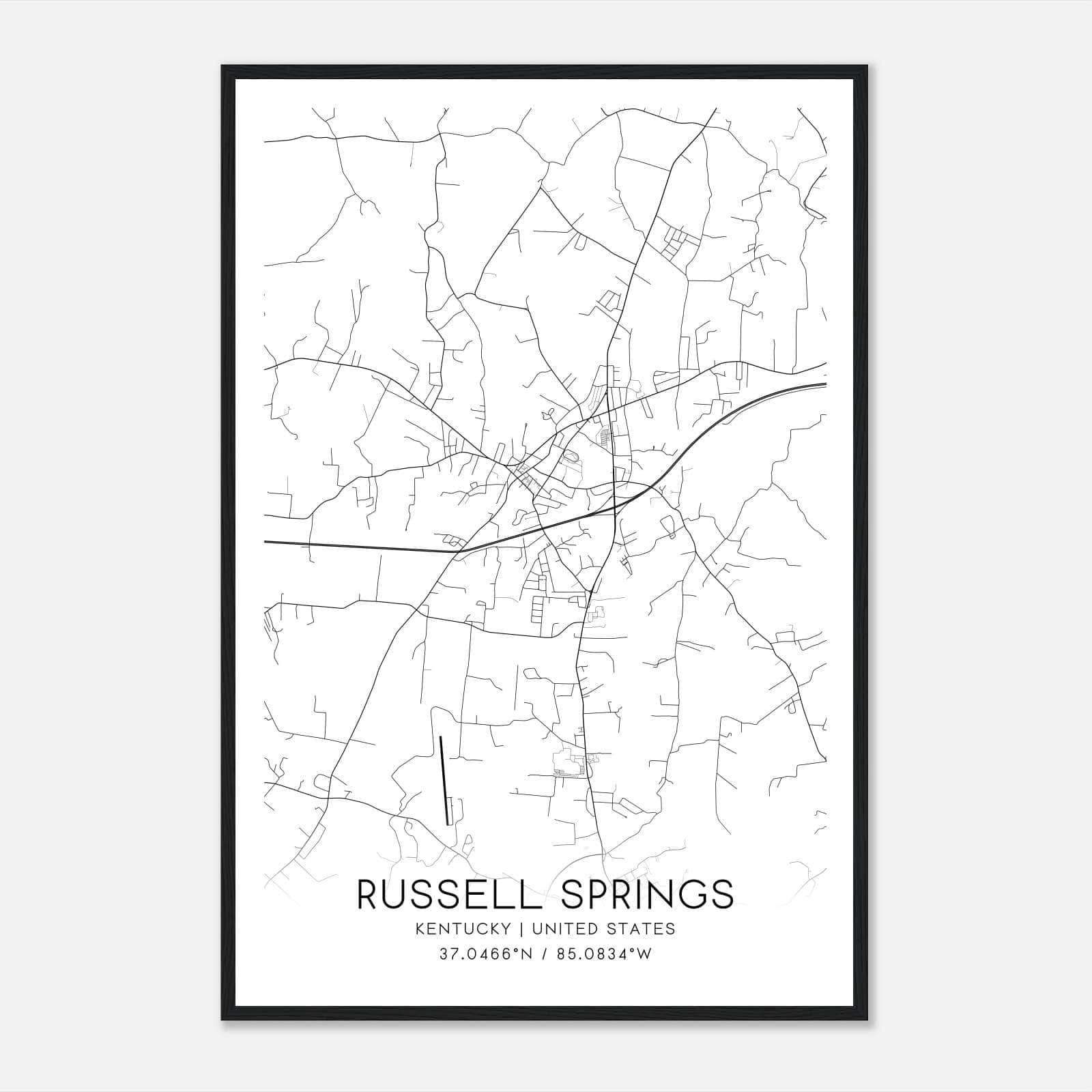 Russell Springs Kentucky Map Poster, Modern Home Decor Wall Art Print Russell Springs Kentucky Map Poster, Modern Home Decor Wall Art Print