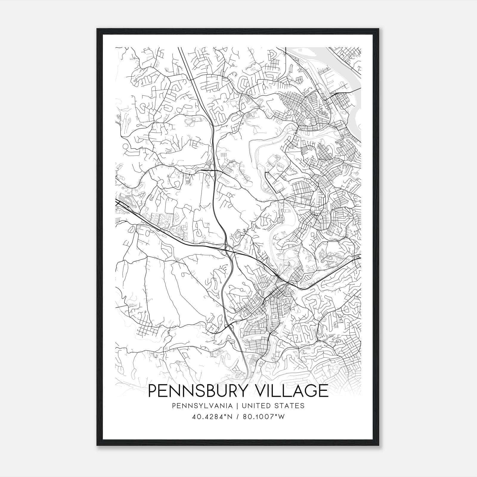 Pennsbury Village Pennsylvania Map Poster, Modern Home Decor Wall Art Print Pennsbury Village Pennsylvania Map Poster, Modern Home Decor Wall Art Print